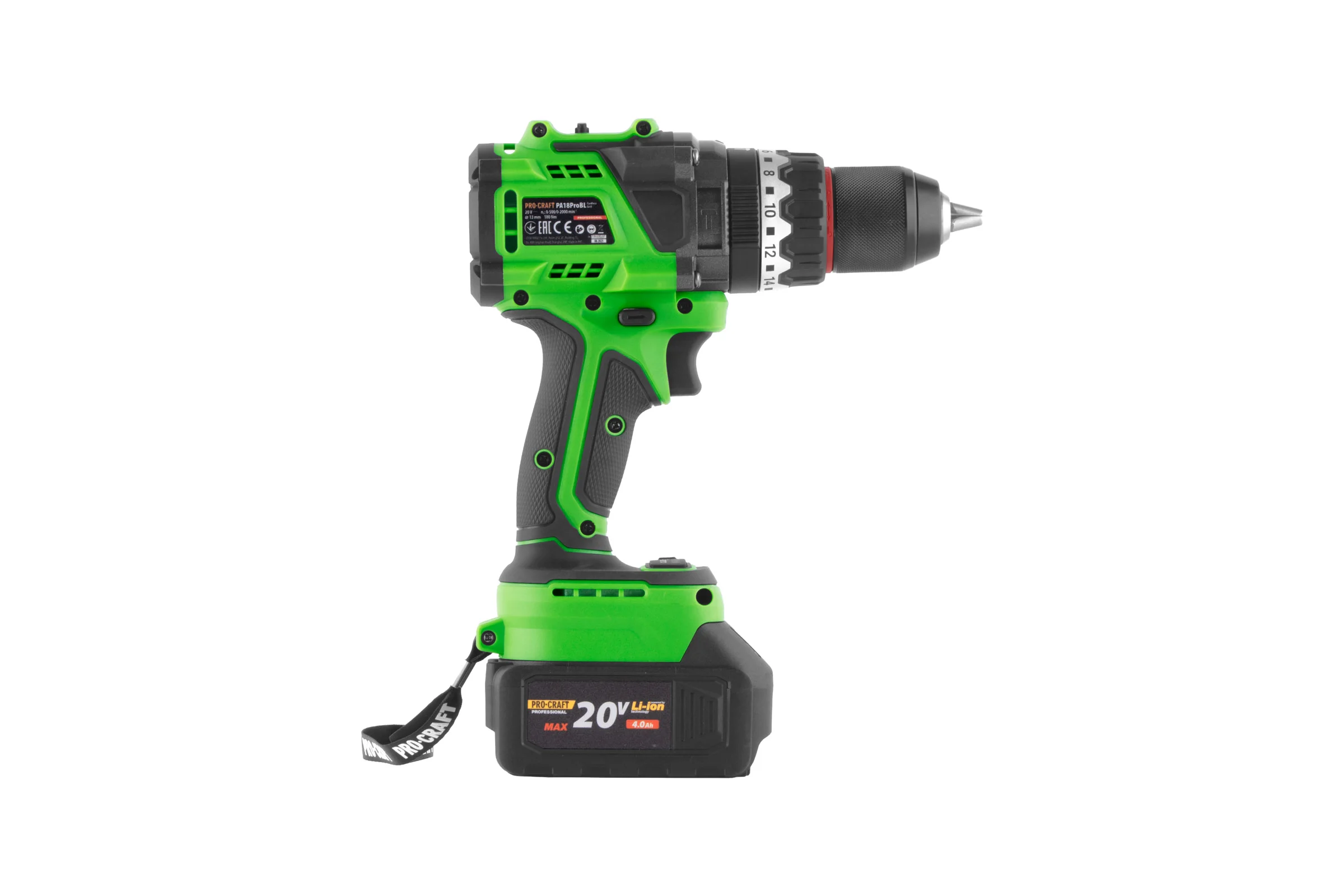 Шуруповерт аккумуляторный Procraft PA18ProBL 20В 180Нм (АКБ 4Ач+ЗУ+Кейс) PA18ProBL-1B-c