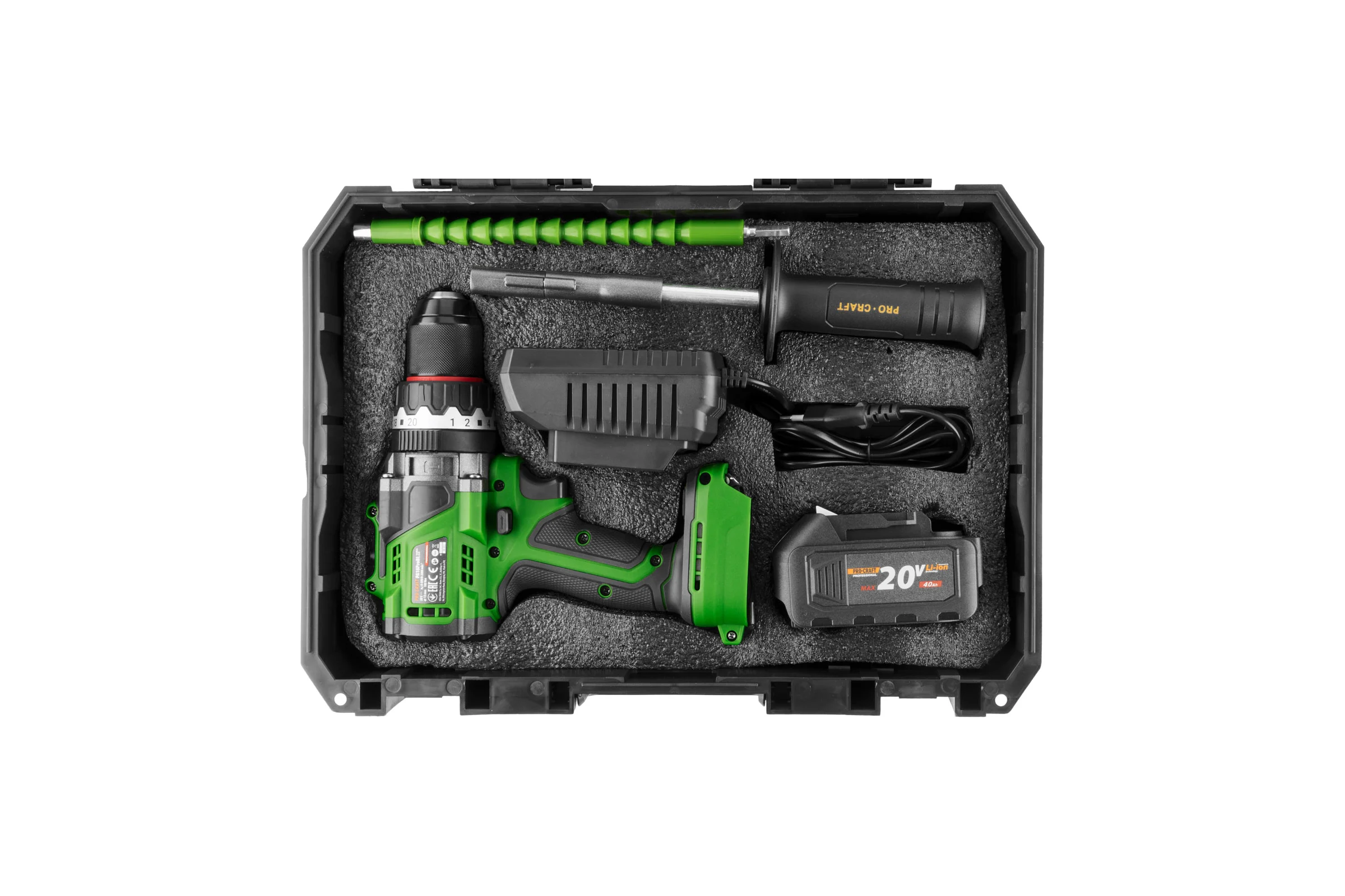 Шуруповерт аккумуляторный Procraft PA18ProBL 20В 180Нм (АКБ 4Ач+ЗУ+Кейс) PA18ProBL-1B-c
