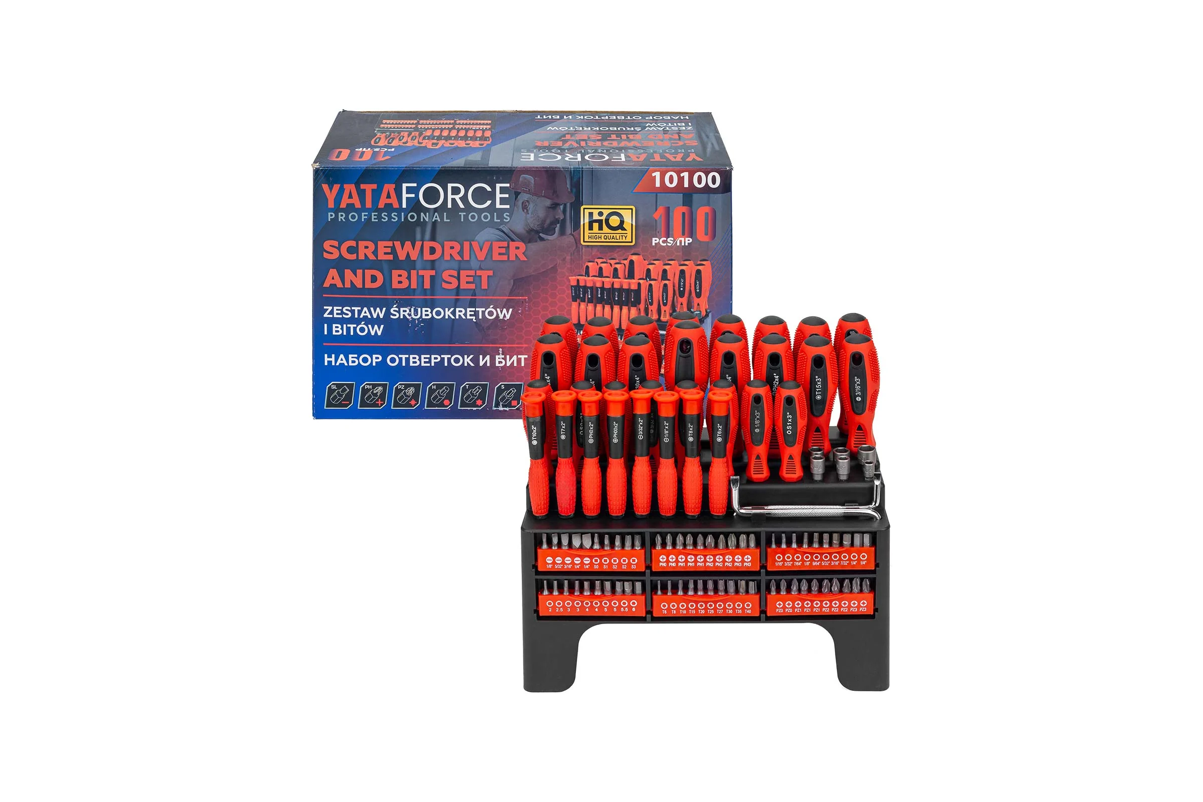 Отвертки в комплекте с битами YATAFORCE набор 100 предметов YF-10100(66338)