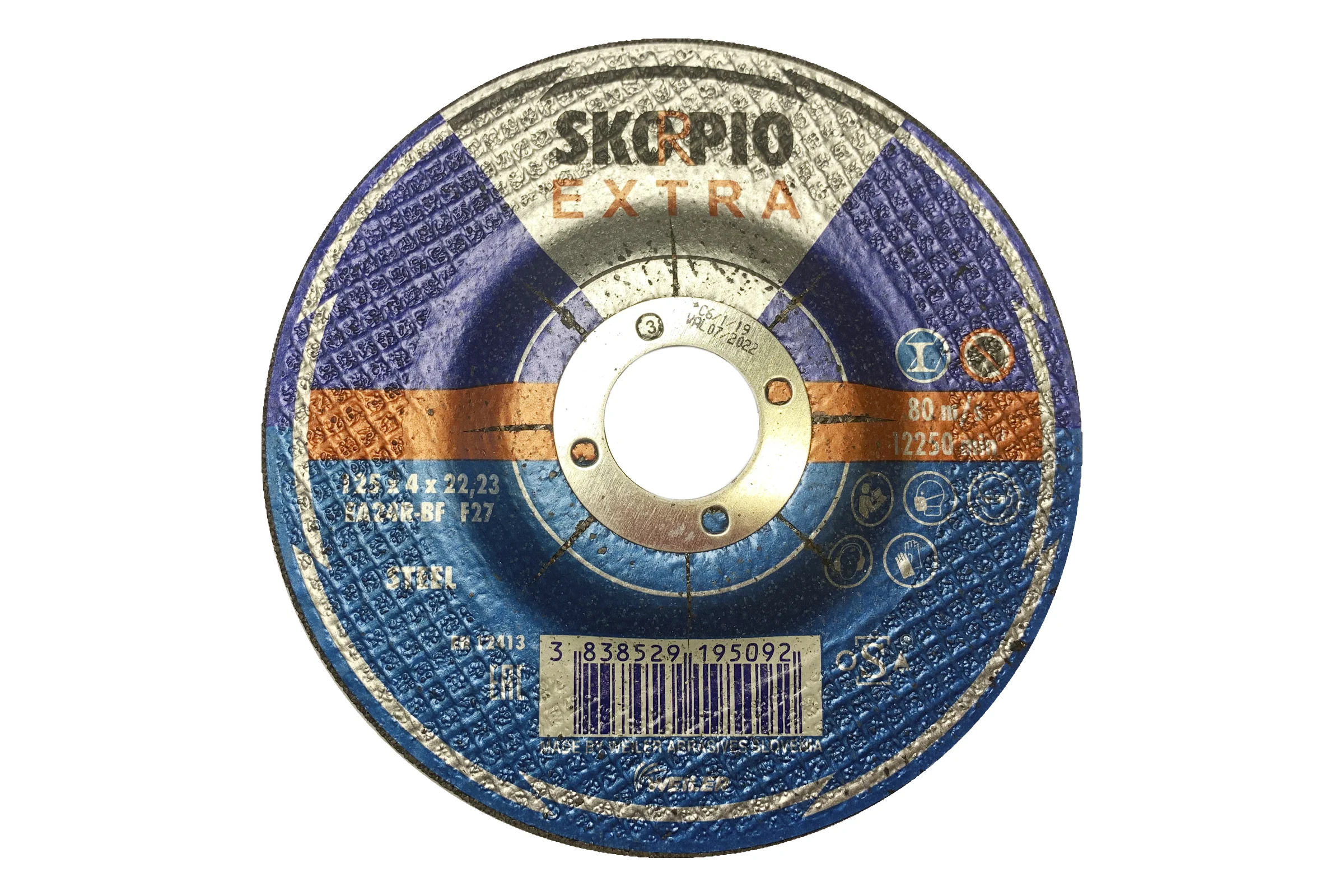 Круг шлифовальный по стали EXTRA (125х4х22.23 мм; EA24R-BF; F27) SKORPIO 710605