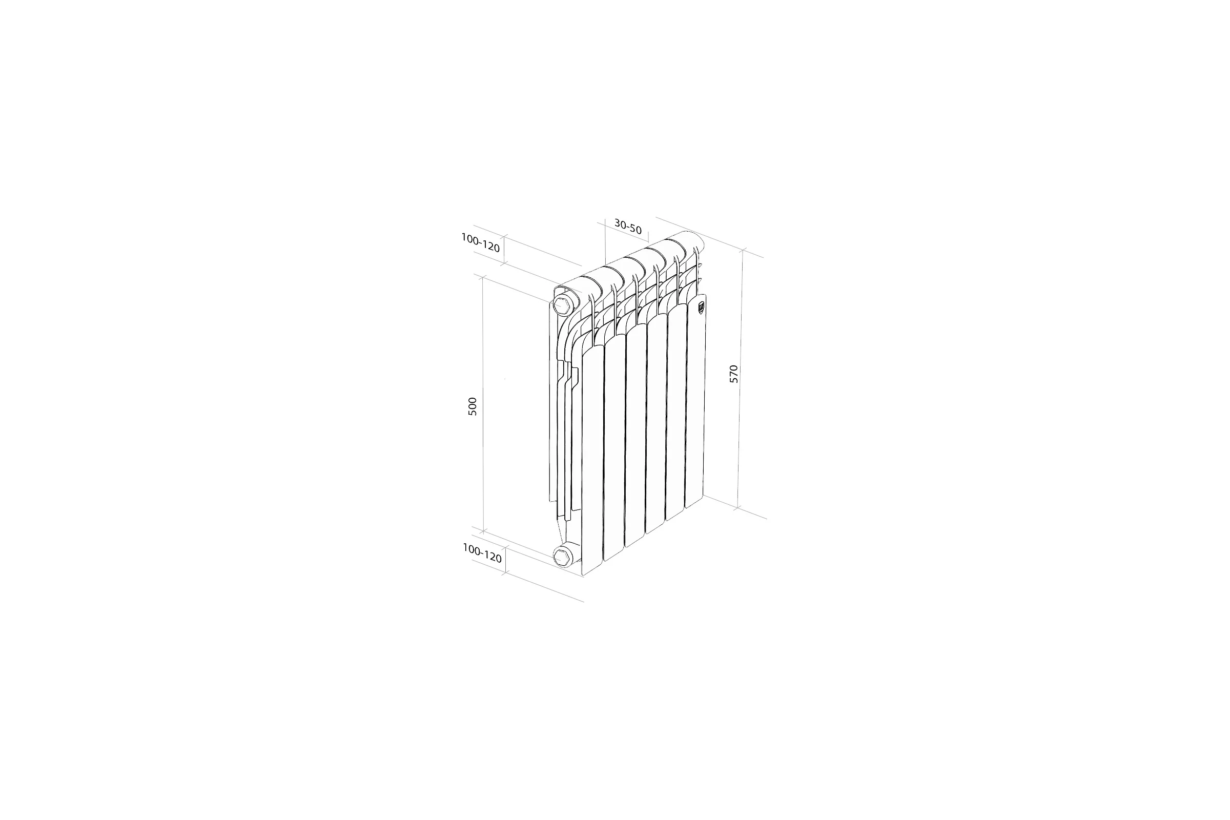 Радиатор Royal Thermo Revolution 500 2.0 - 10 секций НС-1340186