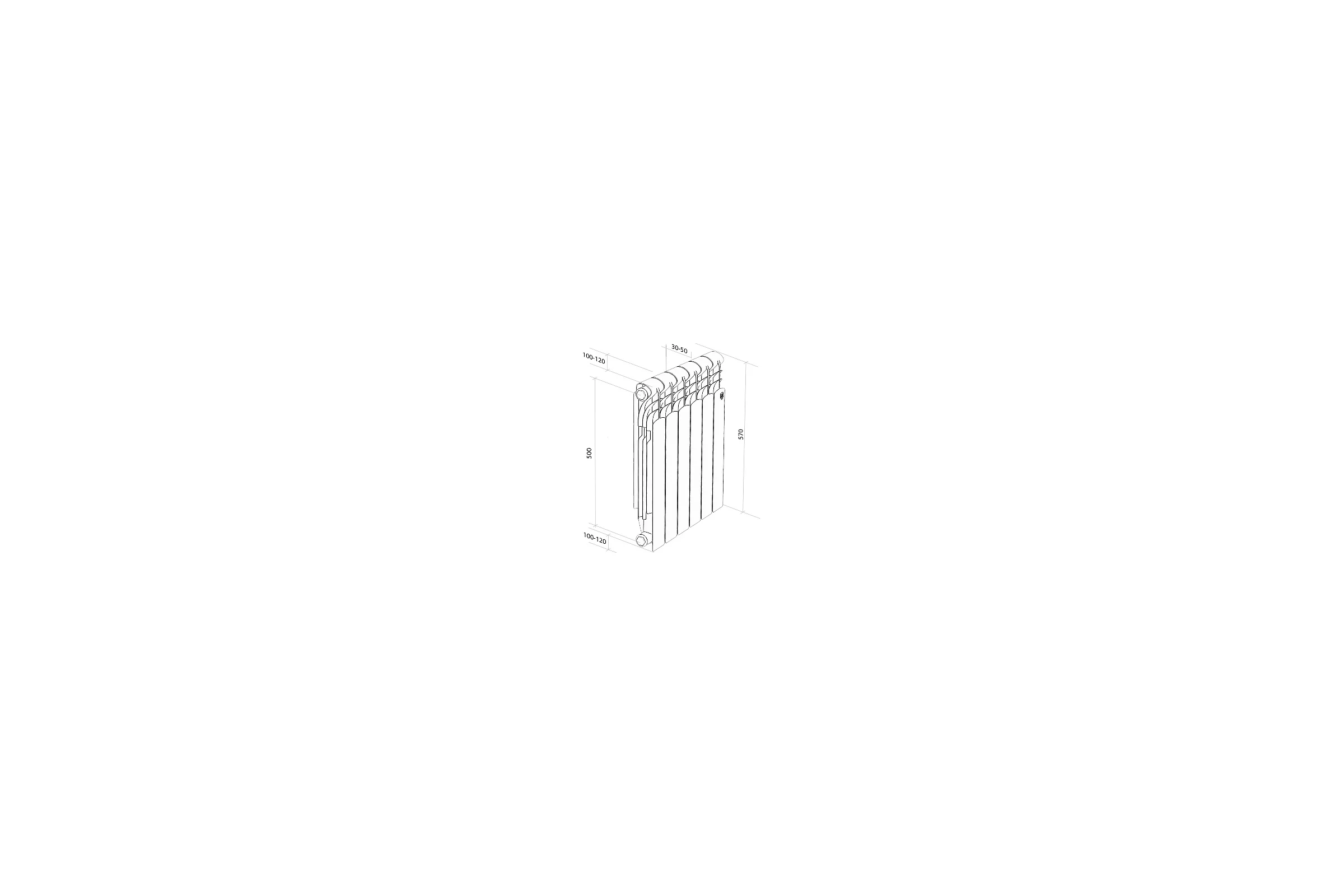 Радиатор Royal Thermo Revolution 500 2.0 - 12 секций НС-1340187