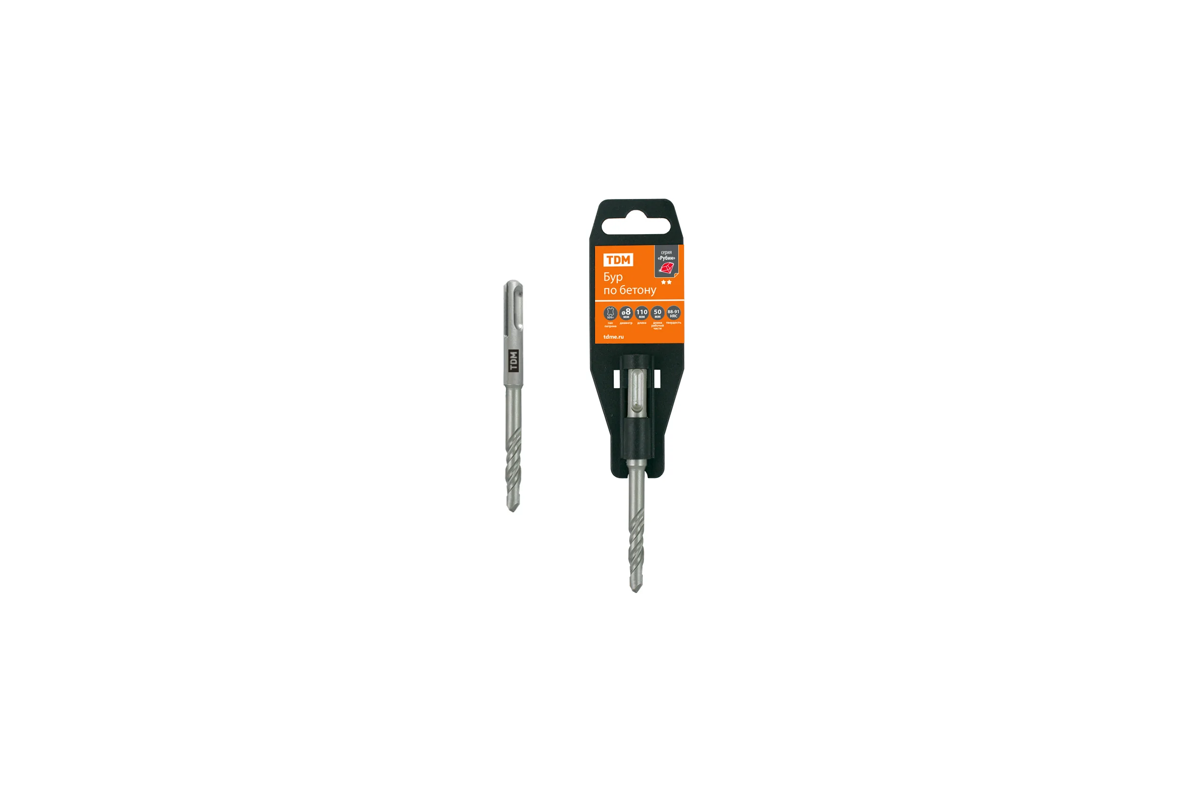 Бур по бетону TDM ELECTRIC 8×110×50 мм, SDS-Plus, 2 резца SQ1094-0104