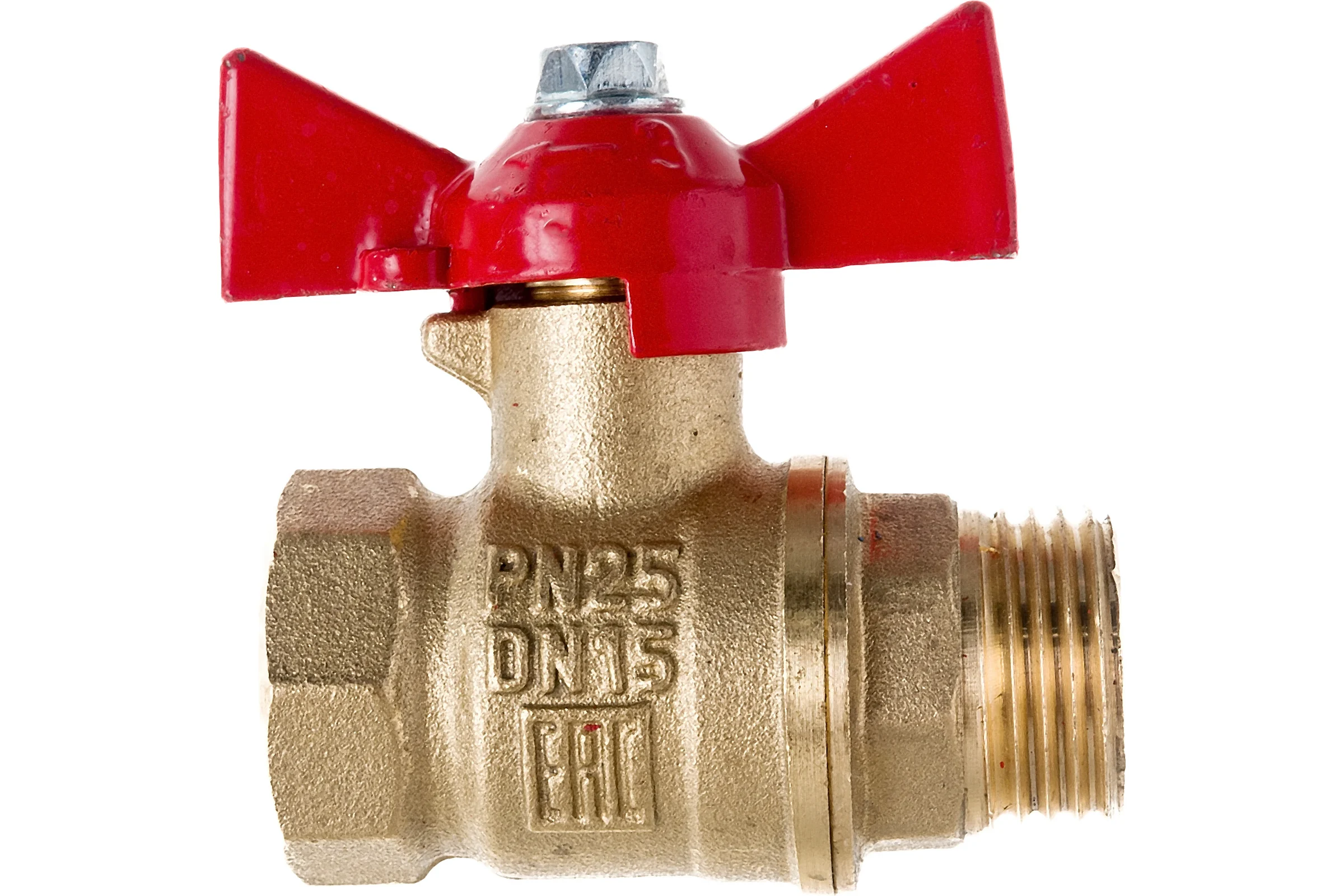 Латунный шаровой кран для воды VALFEX OPTIMA 1/2" ВР/НР ручка-бабочка 11Б27фт1М VF.218.L0B1.012.Bir
