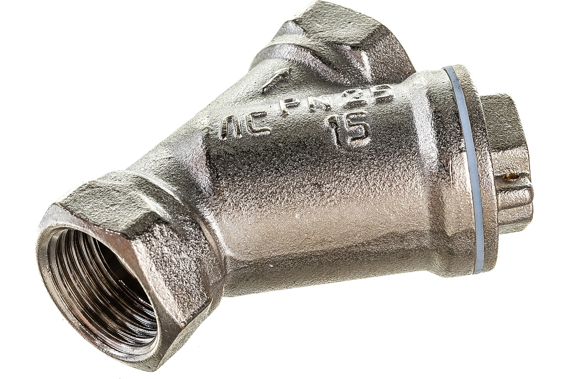 Сетчатый фильтр для воды VALFEX 1/2" ВР/ВР никелированная латунь, под пломбу 46Б5фт1 VF.192.LN0.012.Bir