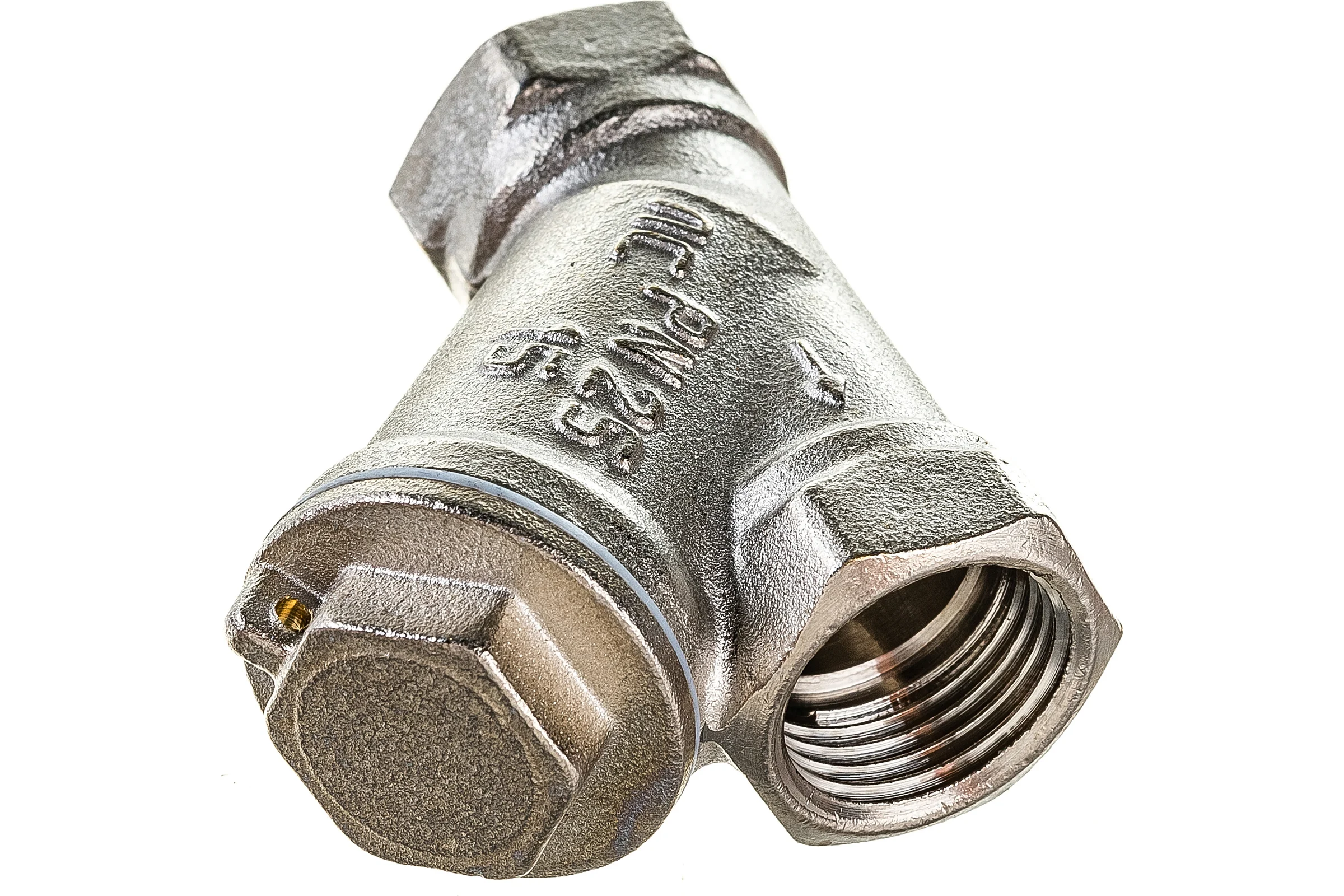 Сетчатый фильтр для воды VALFEX 1/2" ВР/ВР никелированная латунь, под пломбу 46Б5фт1 VF.192.LN0.012.Bir