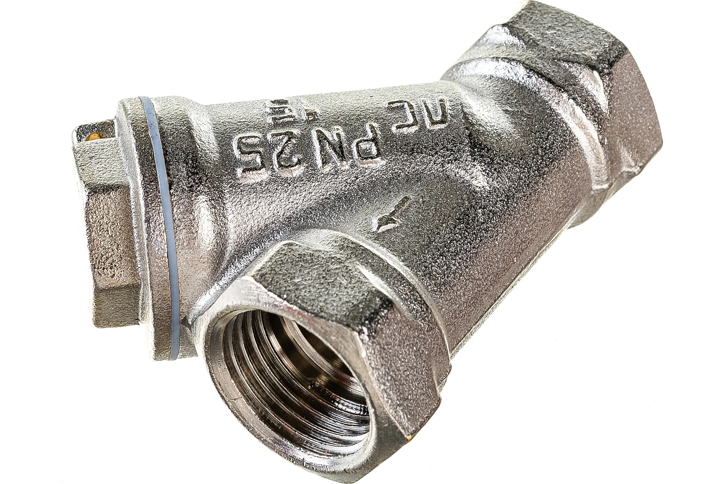 Сетчатый фильтр для воды VALFEX 1/2" ВР/ВР никелированная латунь, под пломбу 46Б5фт1 VF.192.LN0.012.Bir