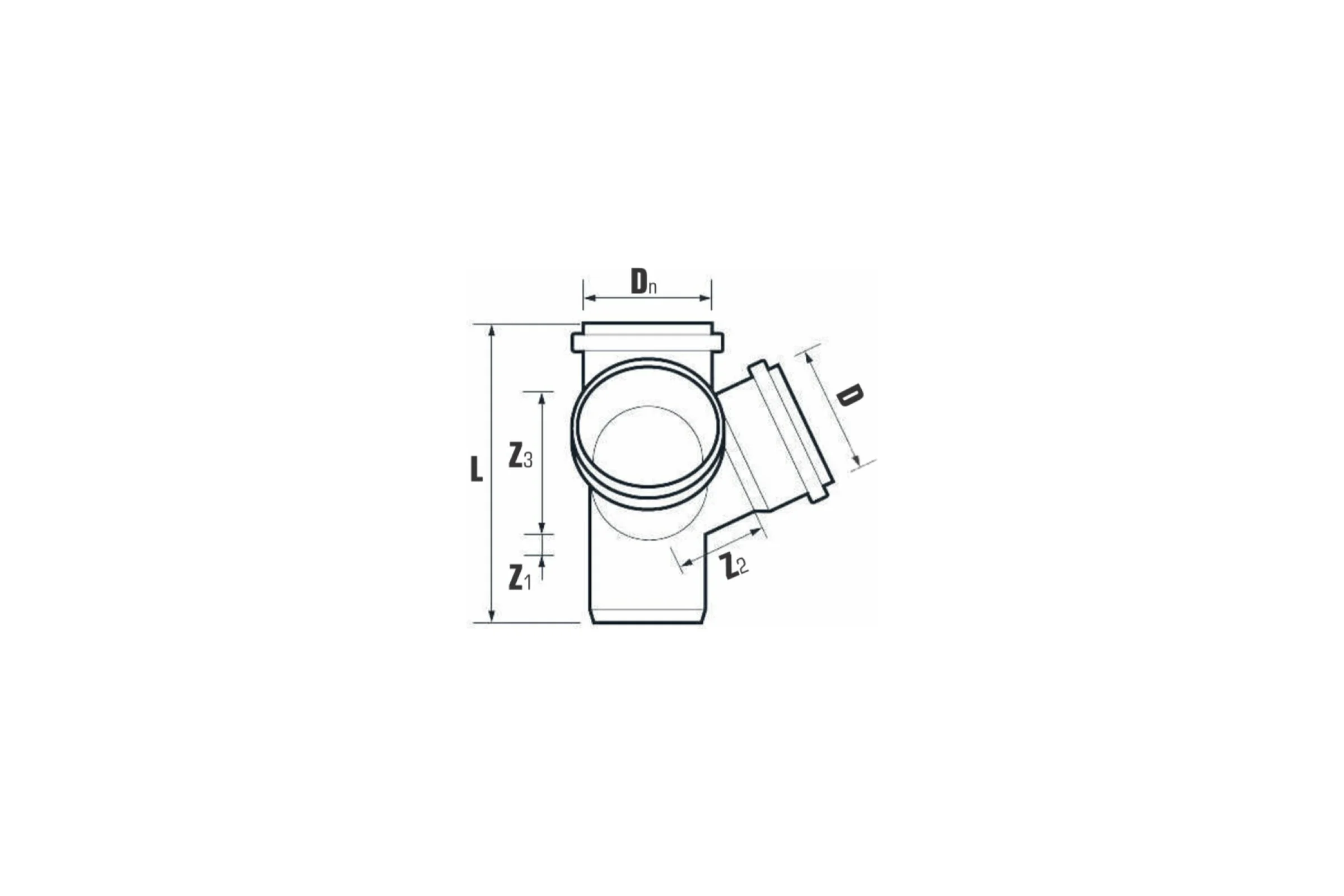 Двухплоскостная крестовина ХЕМКОР НПВХ внутренняя канализация, 110x110x50x87, правая 2381050