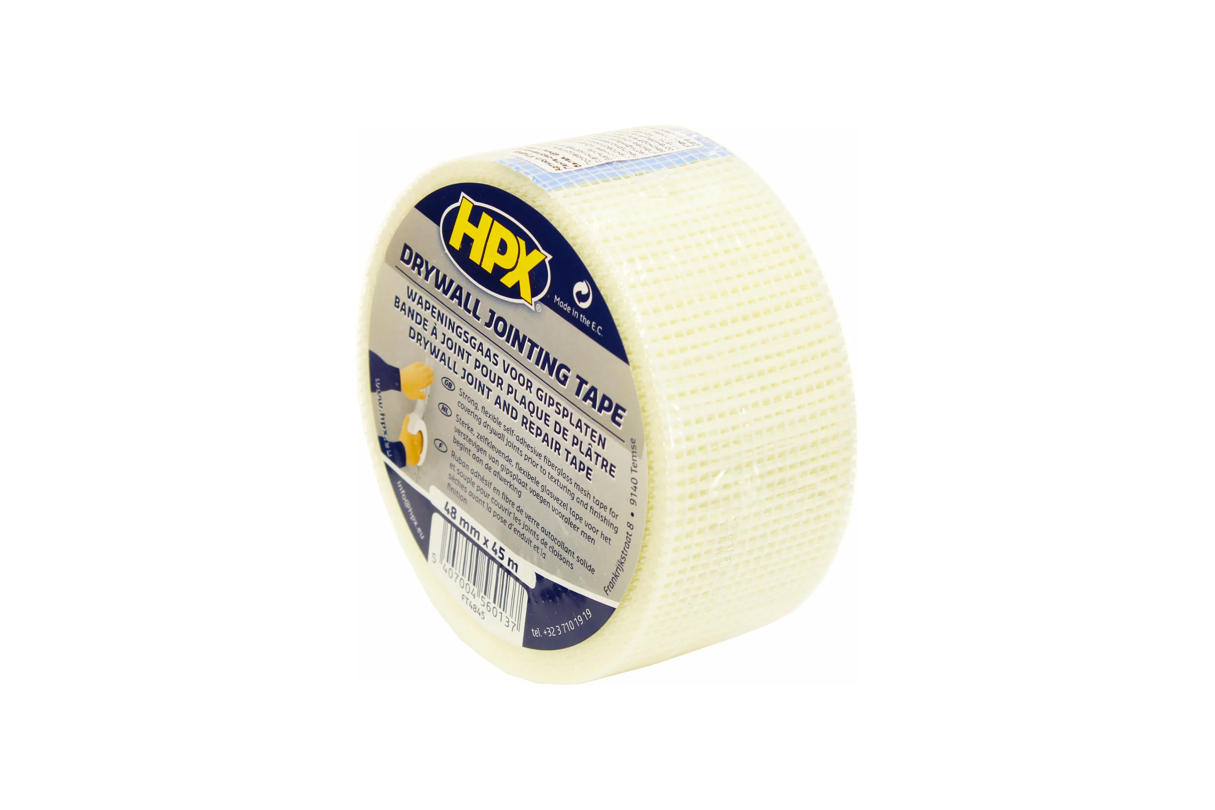 Лента-серпянка армирующая для швов HPX FT4845 DRYWALL JOINTING TAPE 48 мм х45 м белая 5407004560137