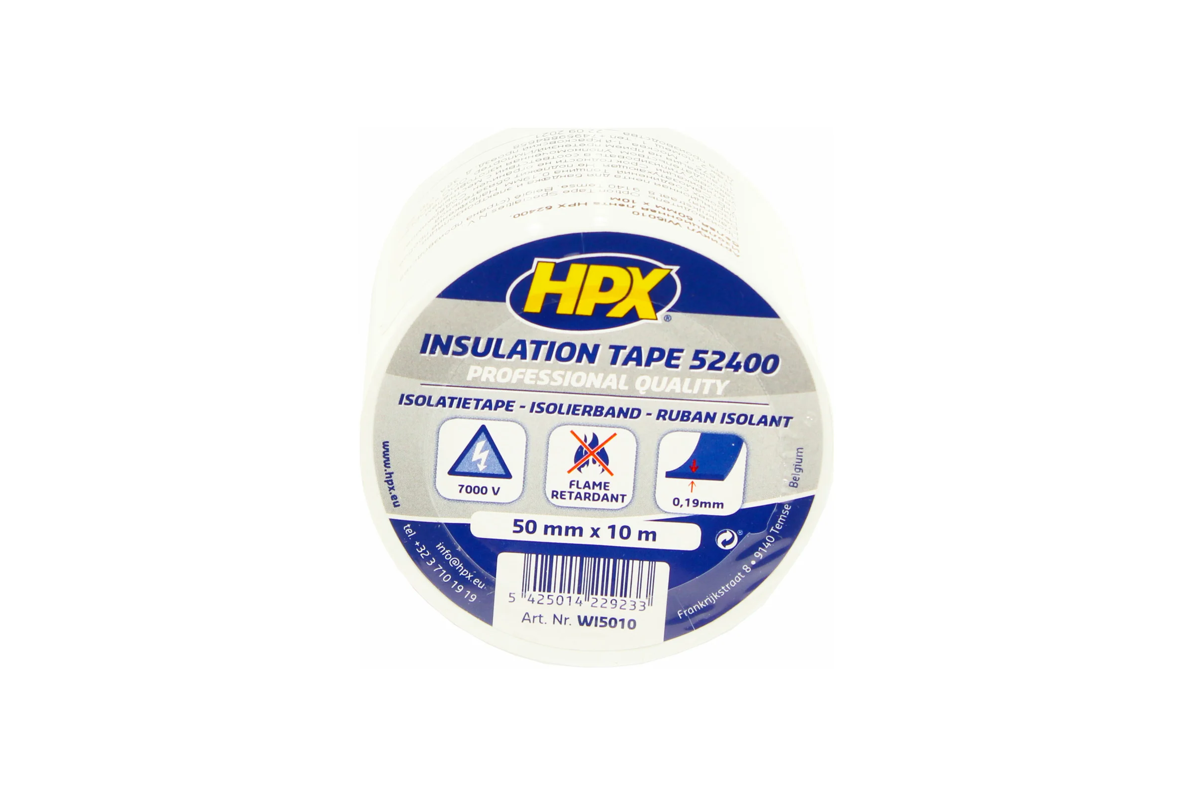 Изоляционная ПВХ лента HPX WI5010 2400, 50 мм х 0,19 мм х 10 м, белая 5425014229233