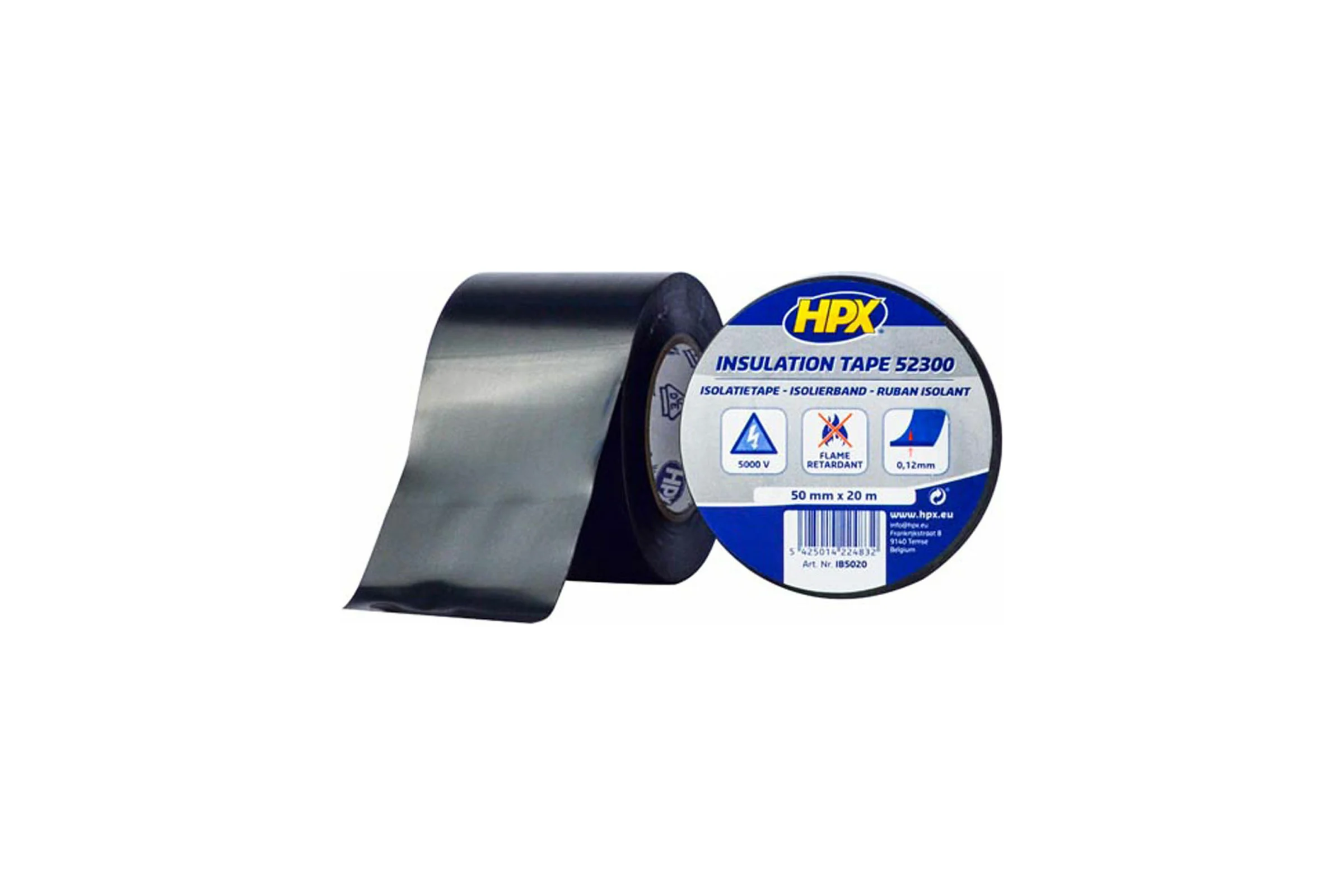 Изоляционная ПВХ лента HPX IB5020 2300, 50 мм х 20 м, черная 5425014224832