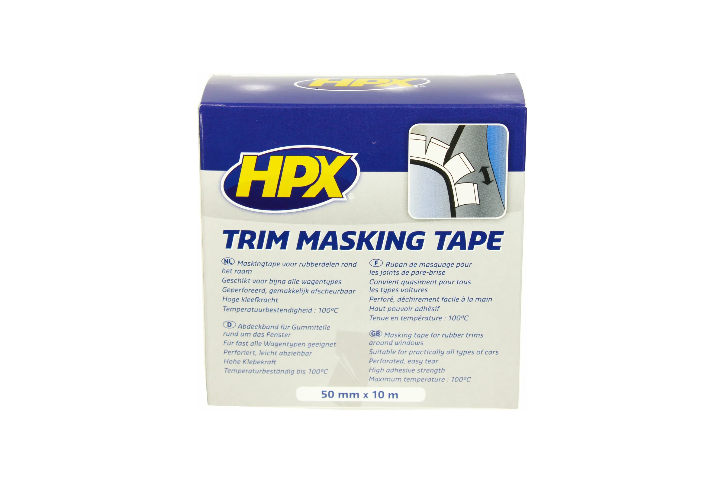 Лента для маскировки профиля HPX TM1010 10, 50 мм х 10 м, синяя 5425014220773