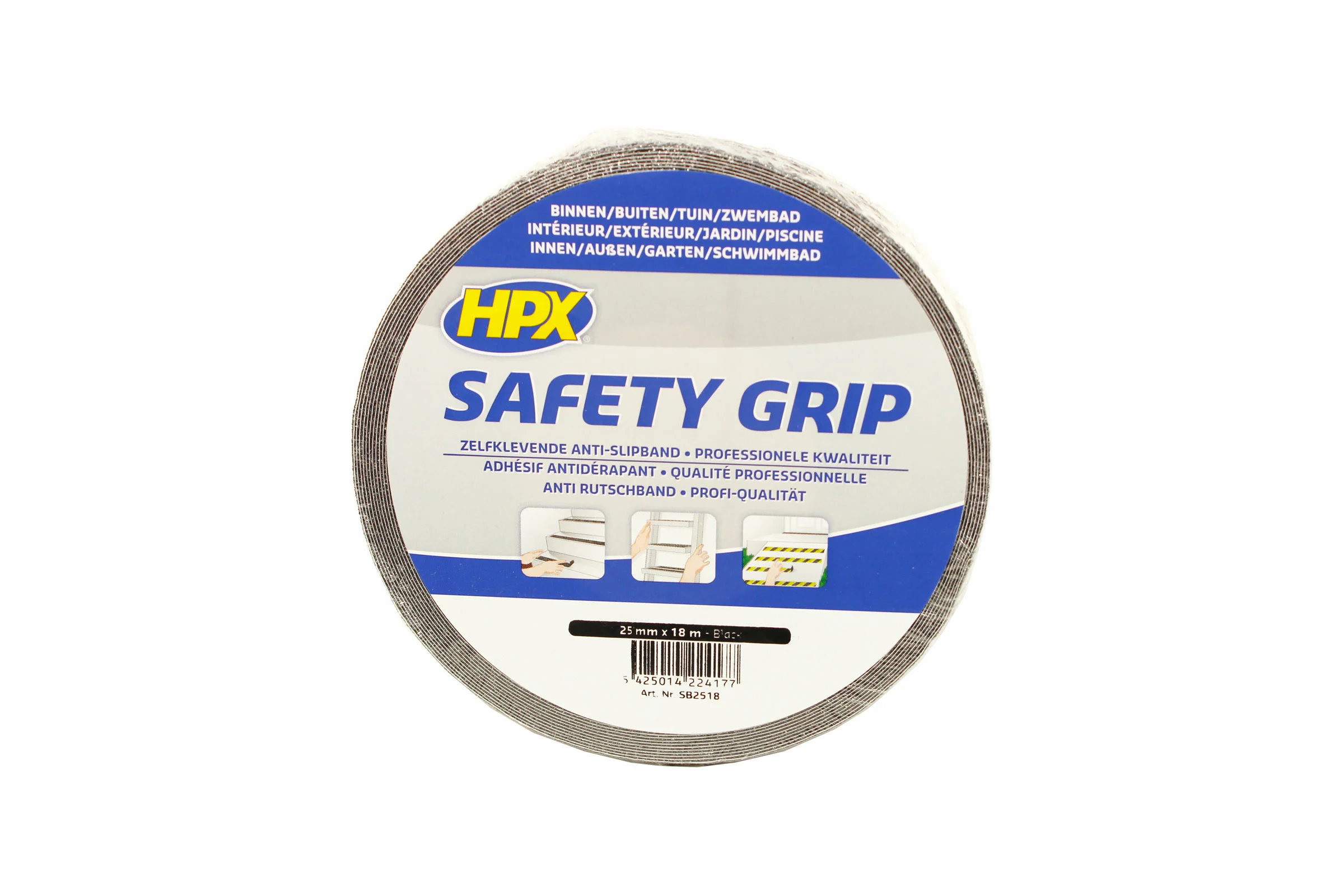 Лента безопасности HPX SB2518 SAFETY GRIP, 25 мм х 18 м, черная 5425014224177