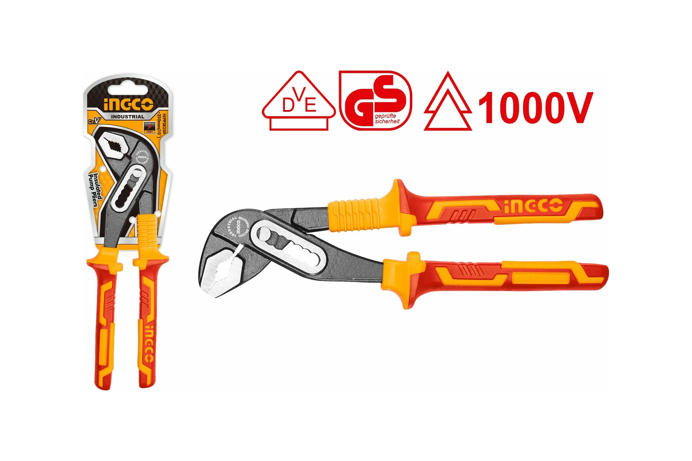 Диэлектрические переставные клещи INGCO 250 мм HIPP28250