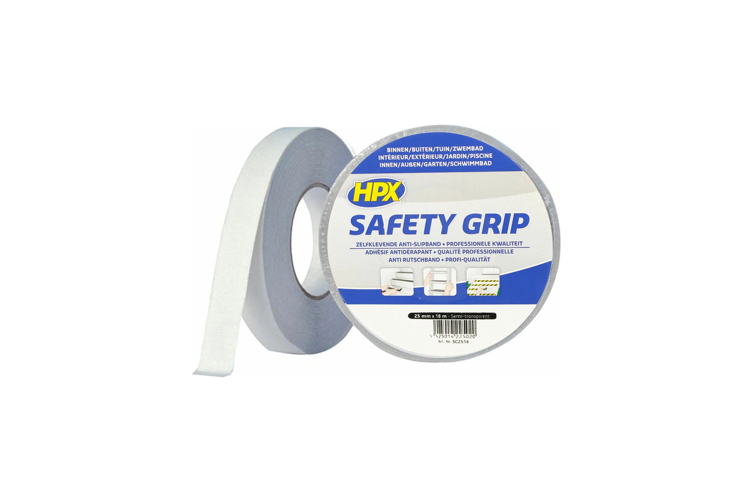Лента безопасности HPX SC2518 SAFETY GRIP 25 мм х 18 м, белая 5425014225020