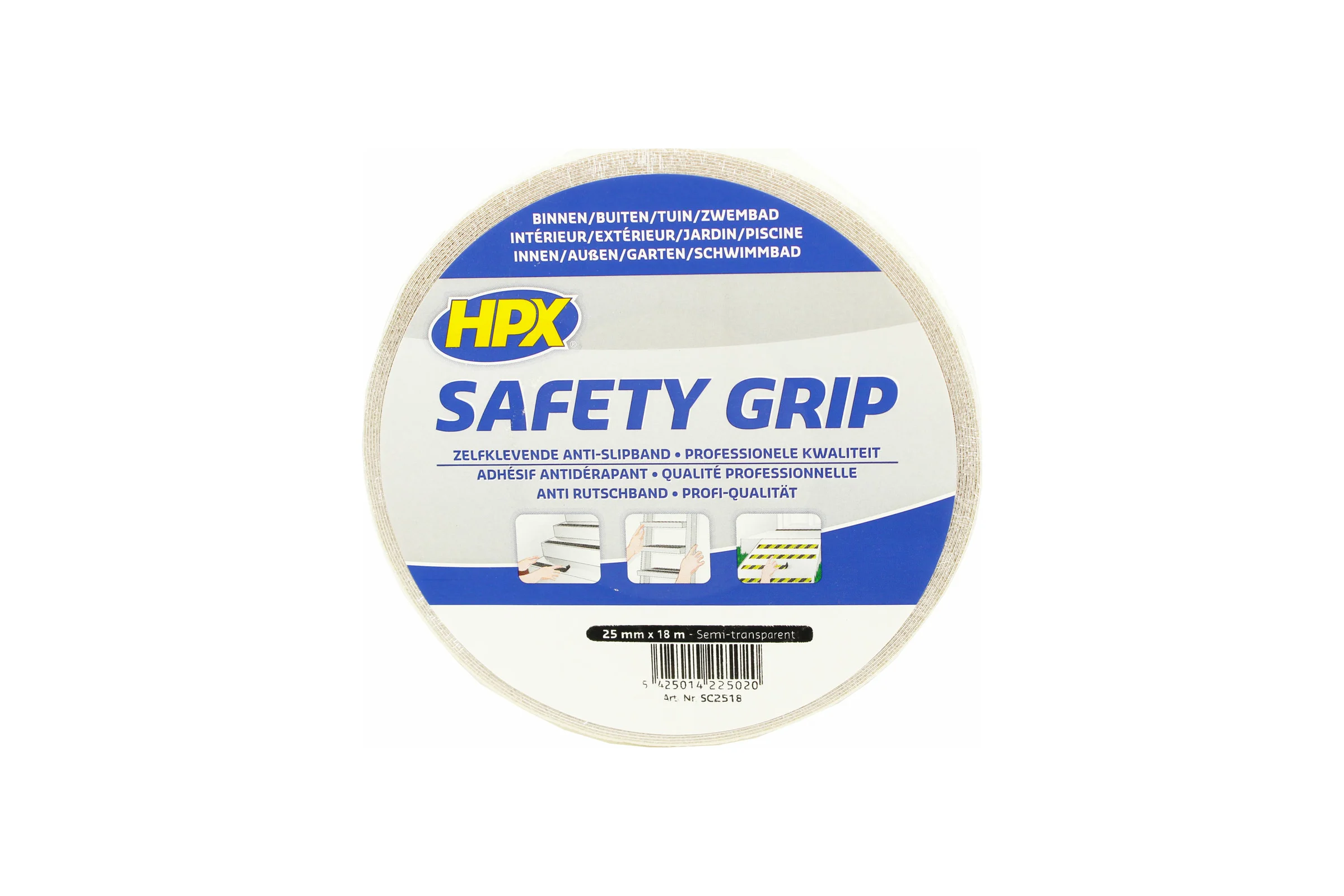 Лента безопасности HPX SC2518 SAFETY GRIP 25 мм х 18 м, белая 5425014225020