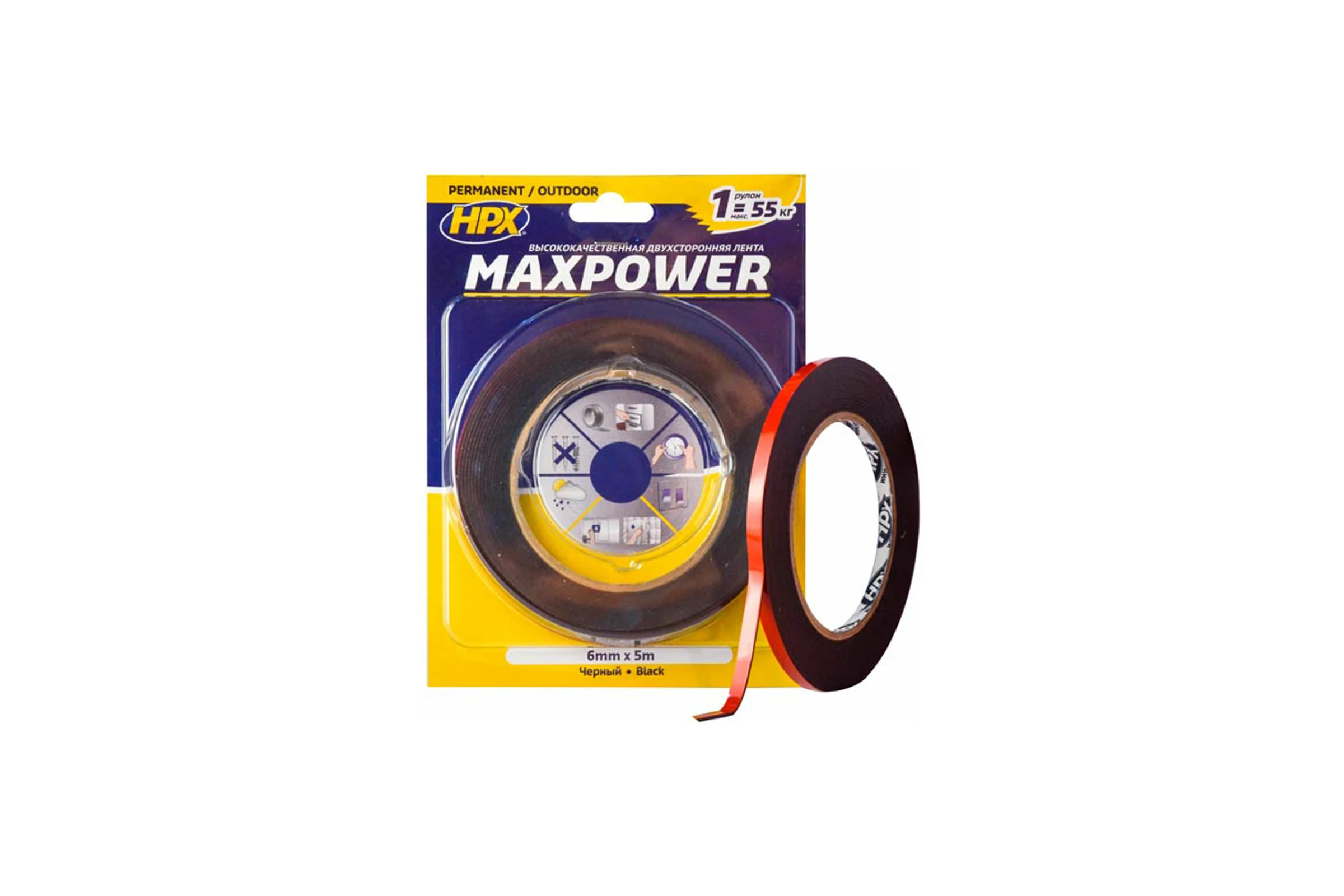 Акриловая двухсторонняя лента HPX OT0605 MAXPOWER 6 мм x 5 м 5425014228250