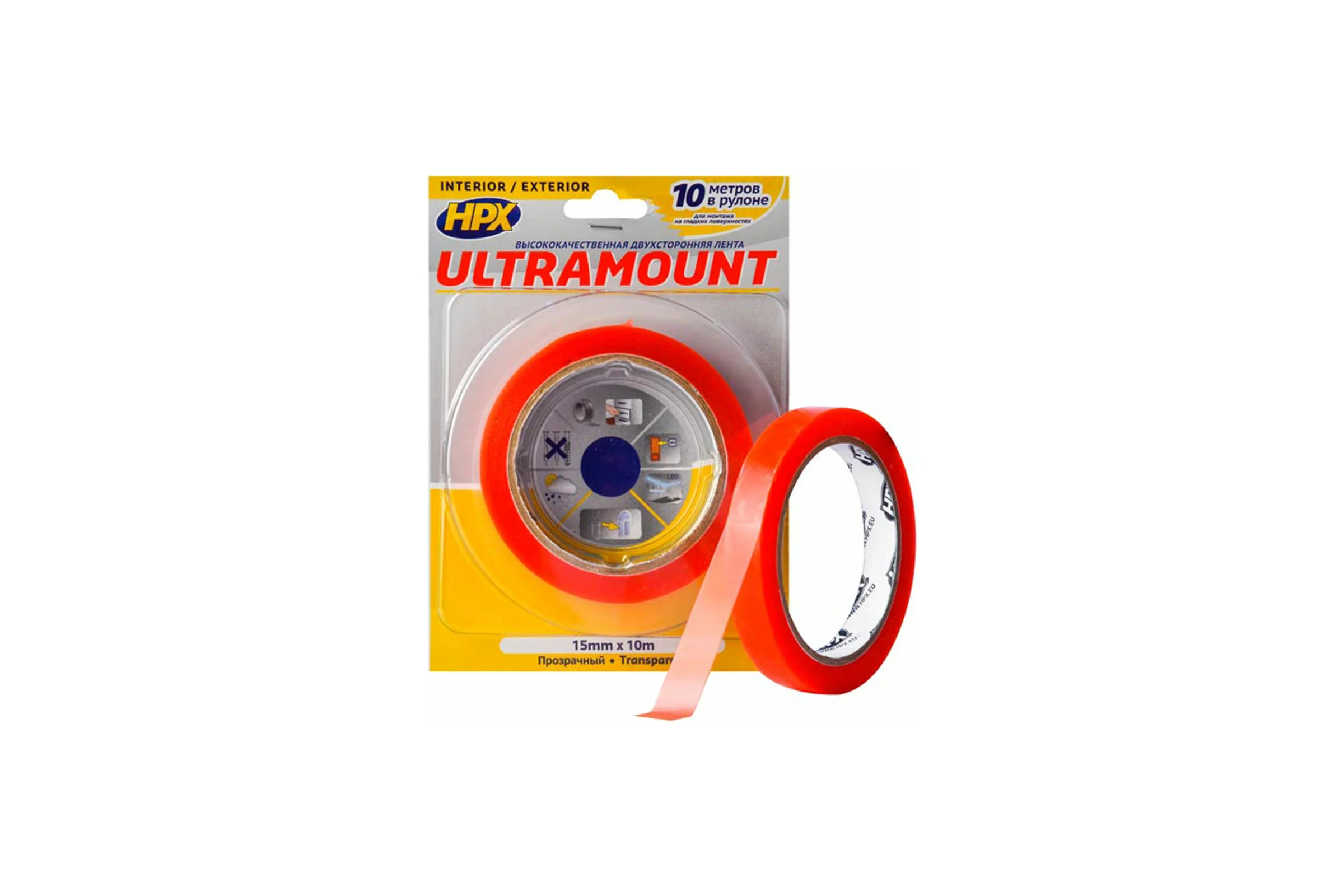 Двухсторонняя лента HPX UM1510 ULTRA MOUNT 15 мм х 10 м, прозрачная 5425014228359