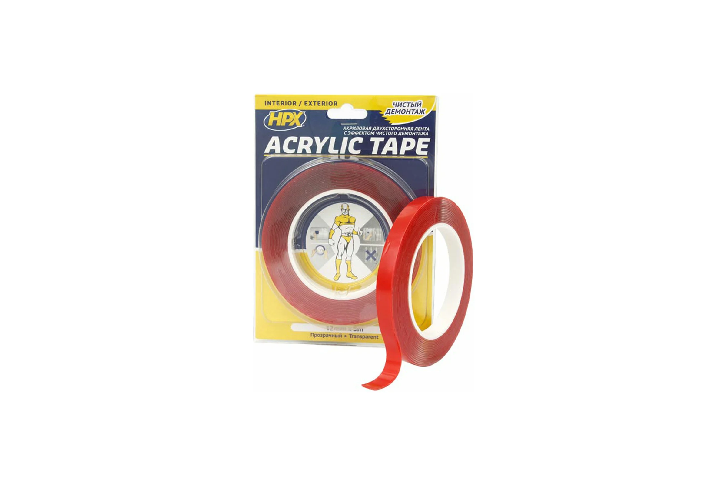Двухсторонняя лента HPX TT1205 ACRYLIC TAPE 12 мм х 5 м, прозрачная 5425014227673