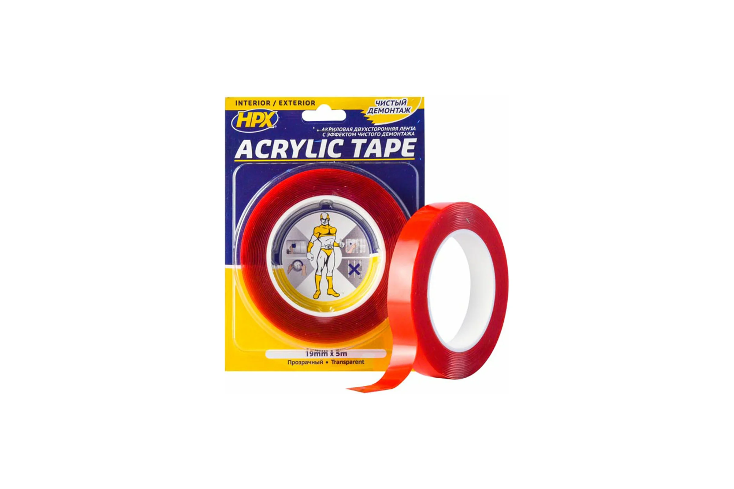 Двухсторонняя лента HPX TT1905 ACRYLIC TAPE 19 мм х 5 м, прозрачная 5425014227680