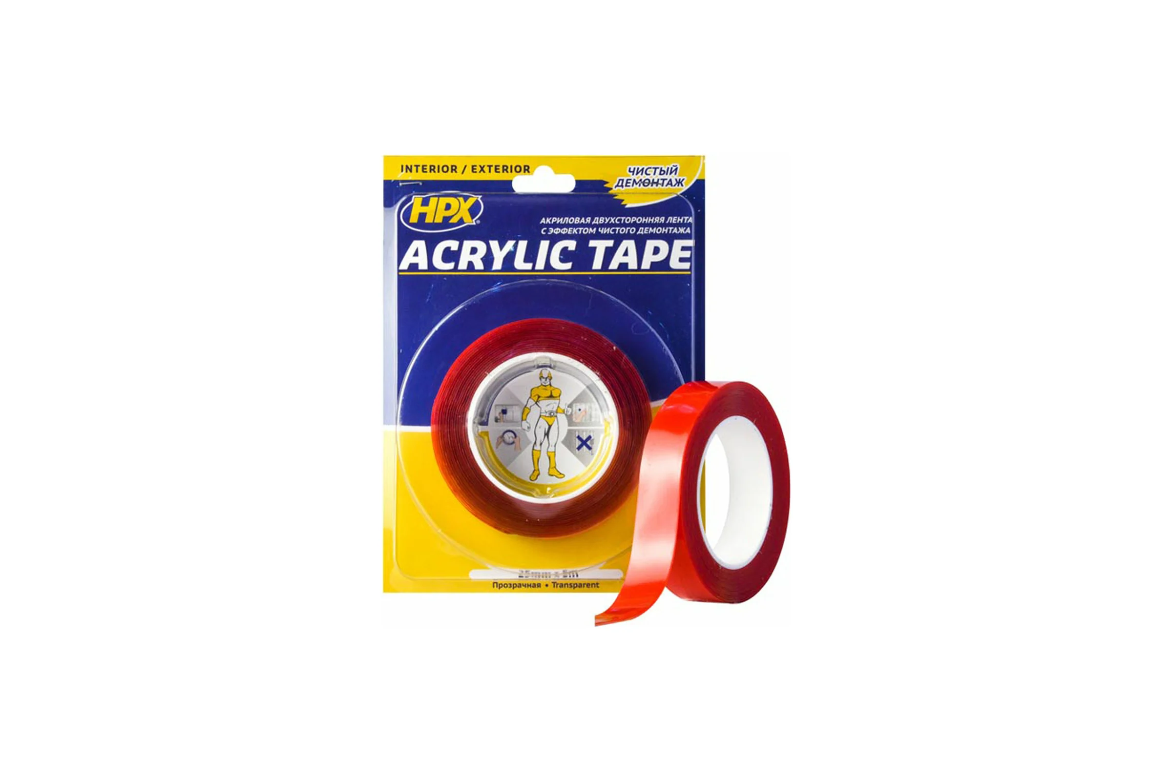 Двухсторонняя лента HPX TT2505 ACRYLIC TAPE 25 мм х 5 м, прозрачная 5425014227697