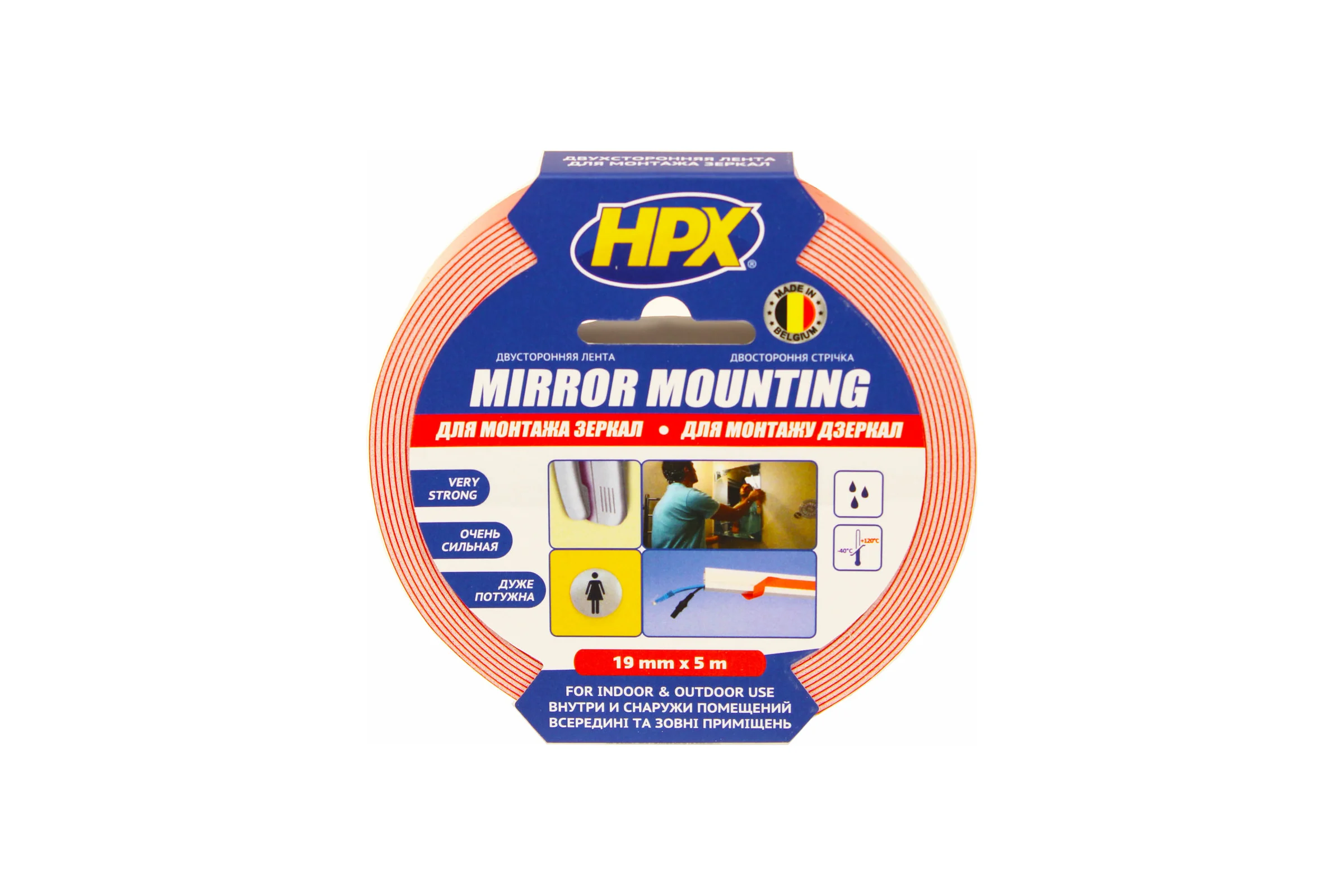 Двухсторонняя вспененная лента HPX DS1905 19 мм х 5 м, картон 5425014220124
