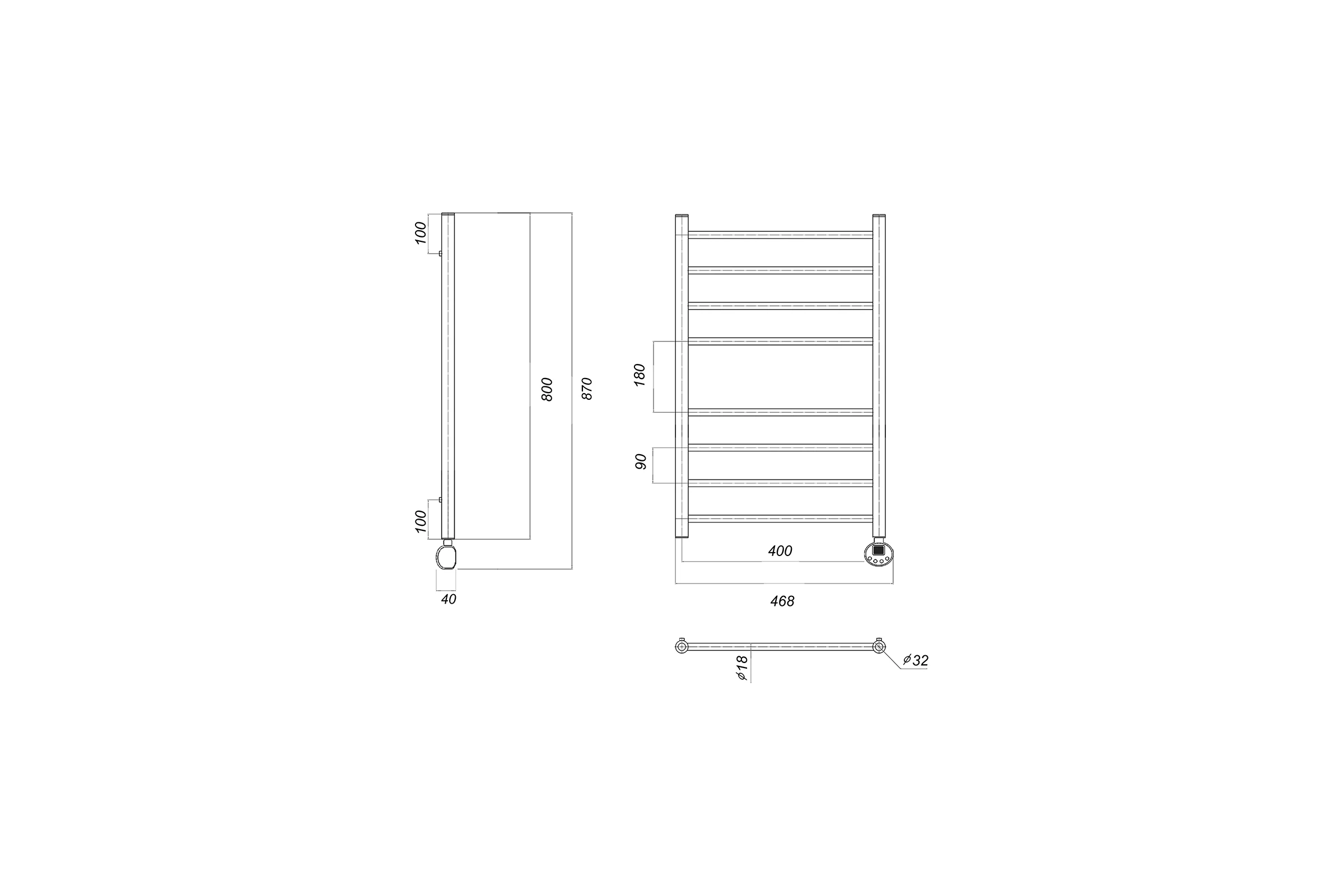 Электрический полотенцесушитель Domoterm Медея хром, П8 400x800 ER