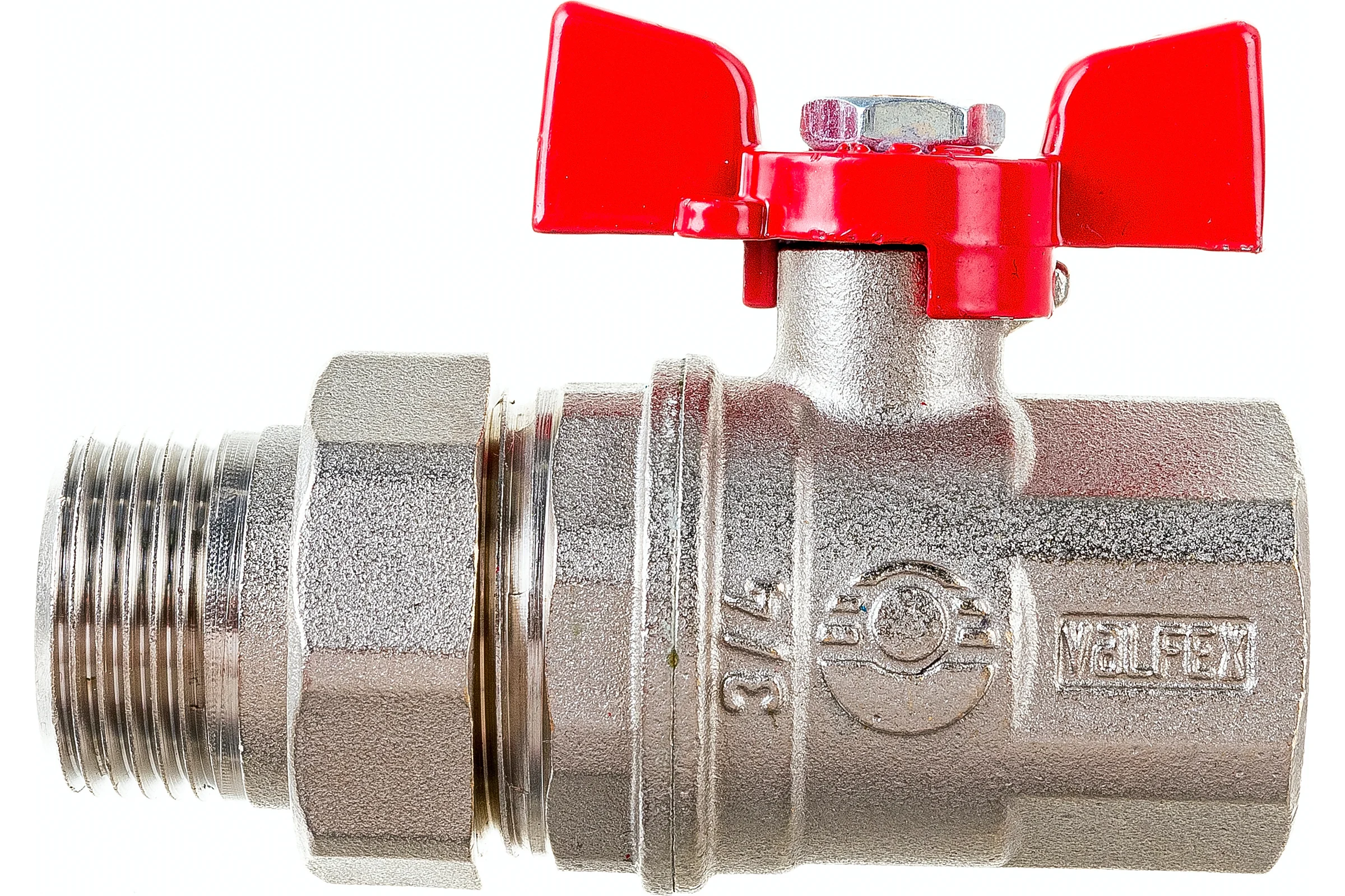 Шаровой кран VALFEX PREMIUM для воды, с американкой, 3/4" ВР/НР, бабочка VF.227.NB1.034.PREMIUM