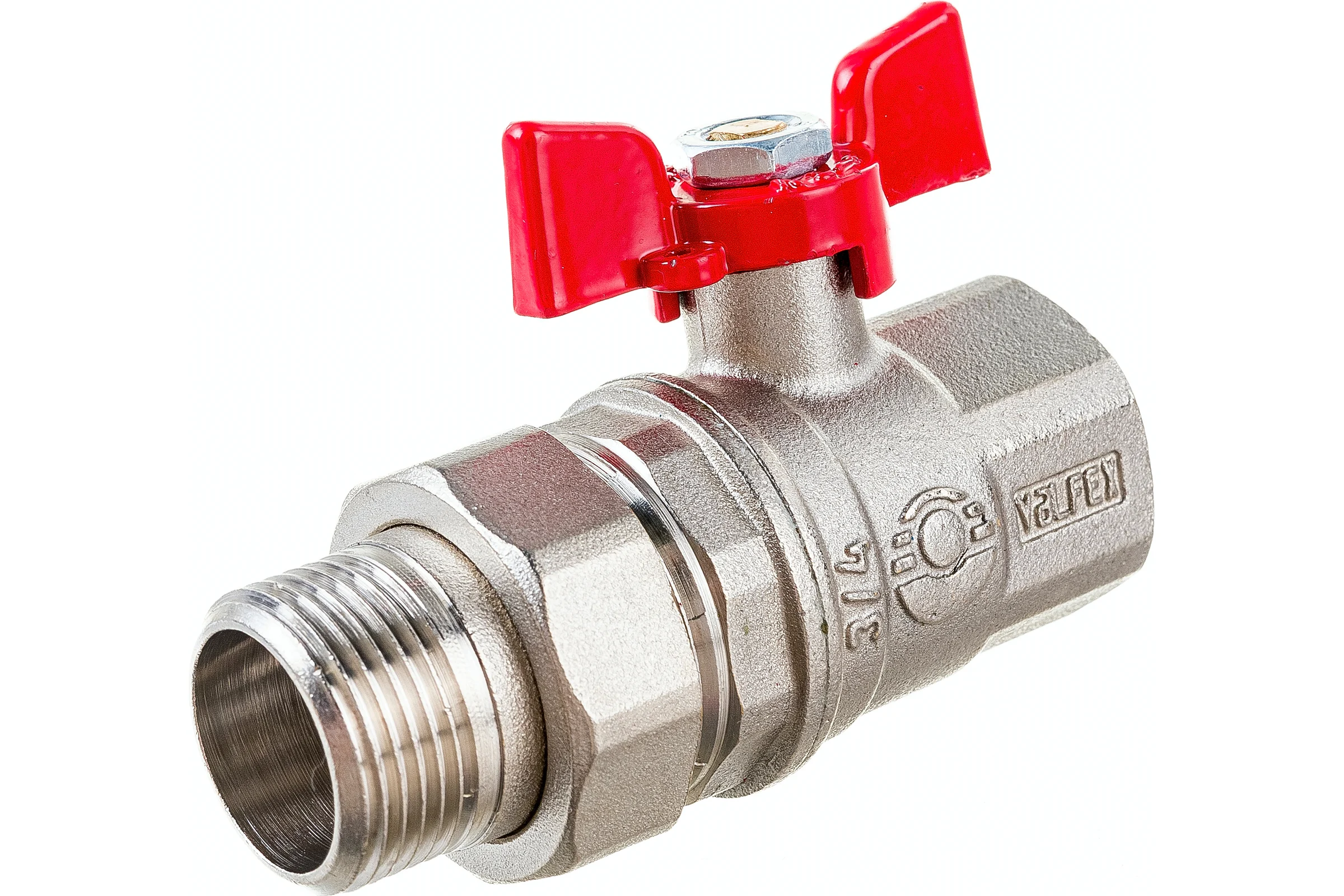 Шаровой кран VALFEX PREMIUM для воды, с американкой, 3/4" ВР/НР, бабочка VF.227.NB1.034.PREMIUM