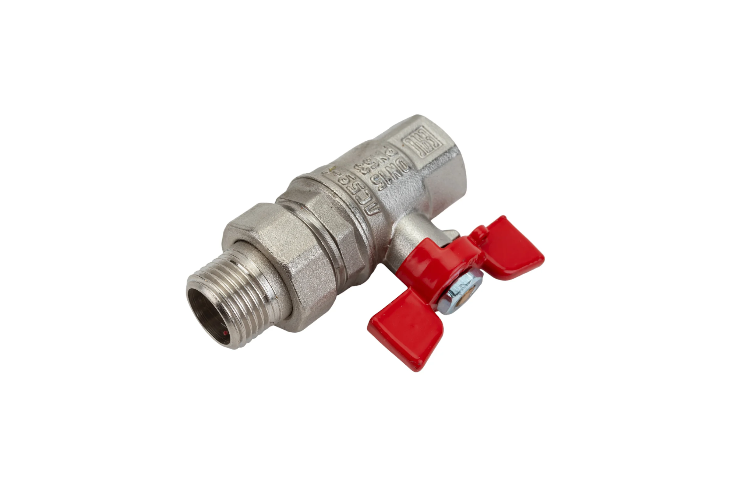 Шаровой кран VALFEX PREMIUM для воды, с американкой, 1/2" ВР/НР, бабочка VF.227.NB1.012.PREMIUM