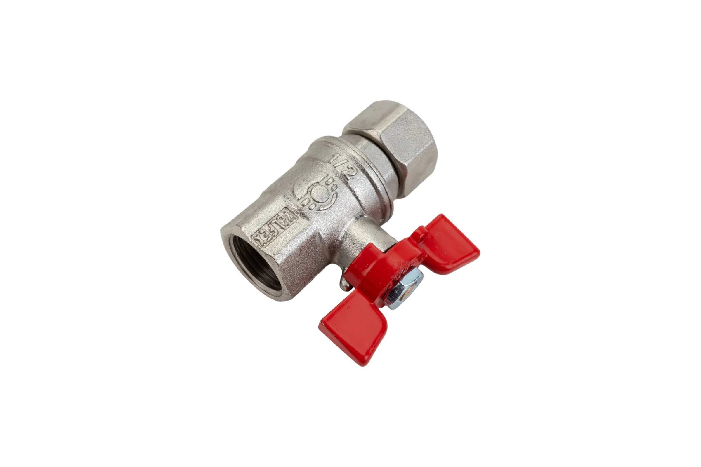 Шаровой кран VALFEX PREMIUM для воды, с накидной гайкой, 1/2" ВР/ВР, бабочка VF.241.NB1.012.PREMIUM