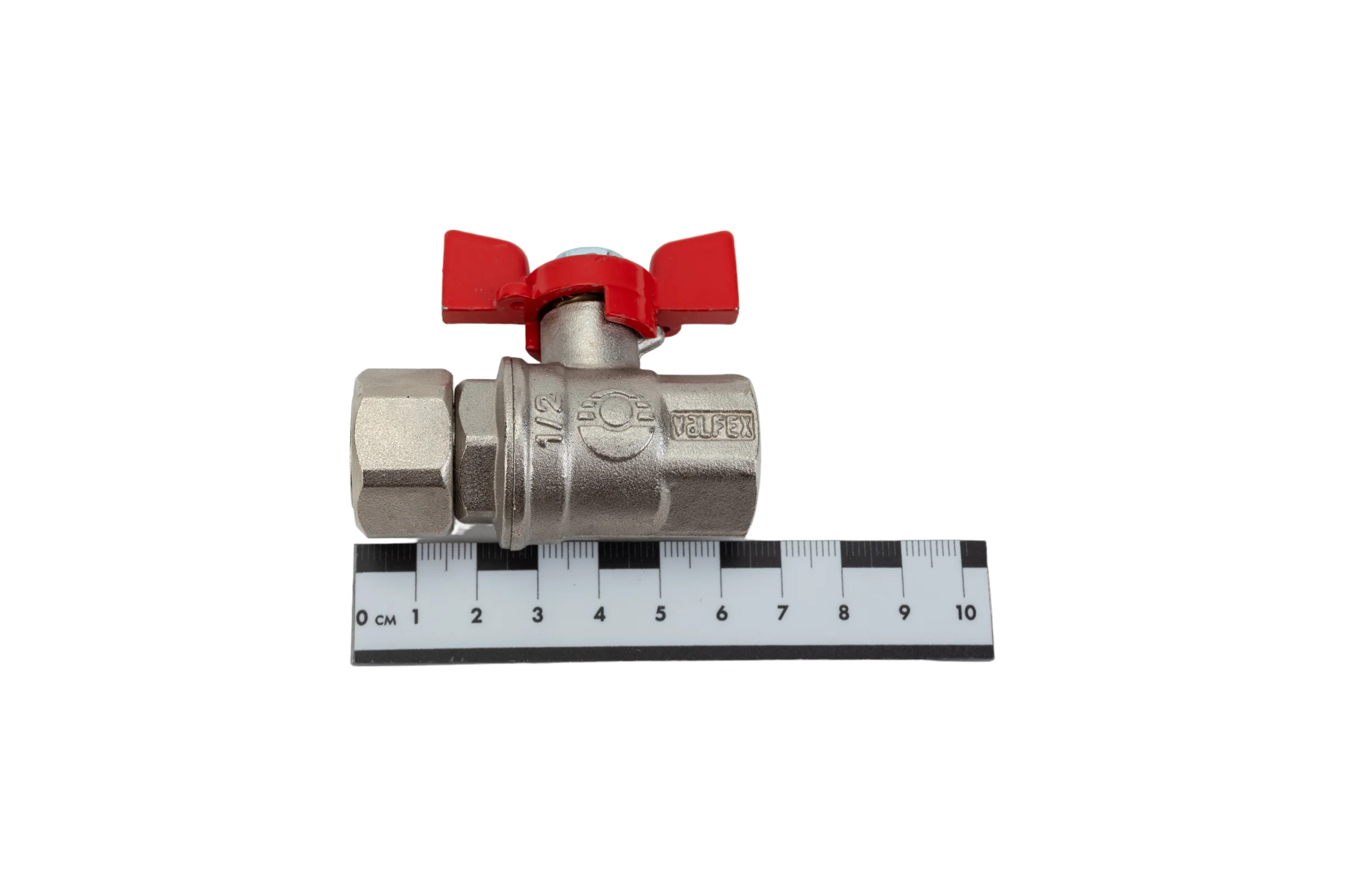 Шаровой кран VALFEX PREMIUM для воды, с накидной гайкой, 1/2" ВР/ВР, бабочка VF.241.NB1.012.PREMIUM