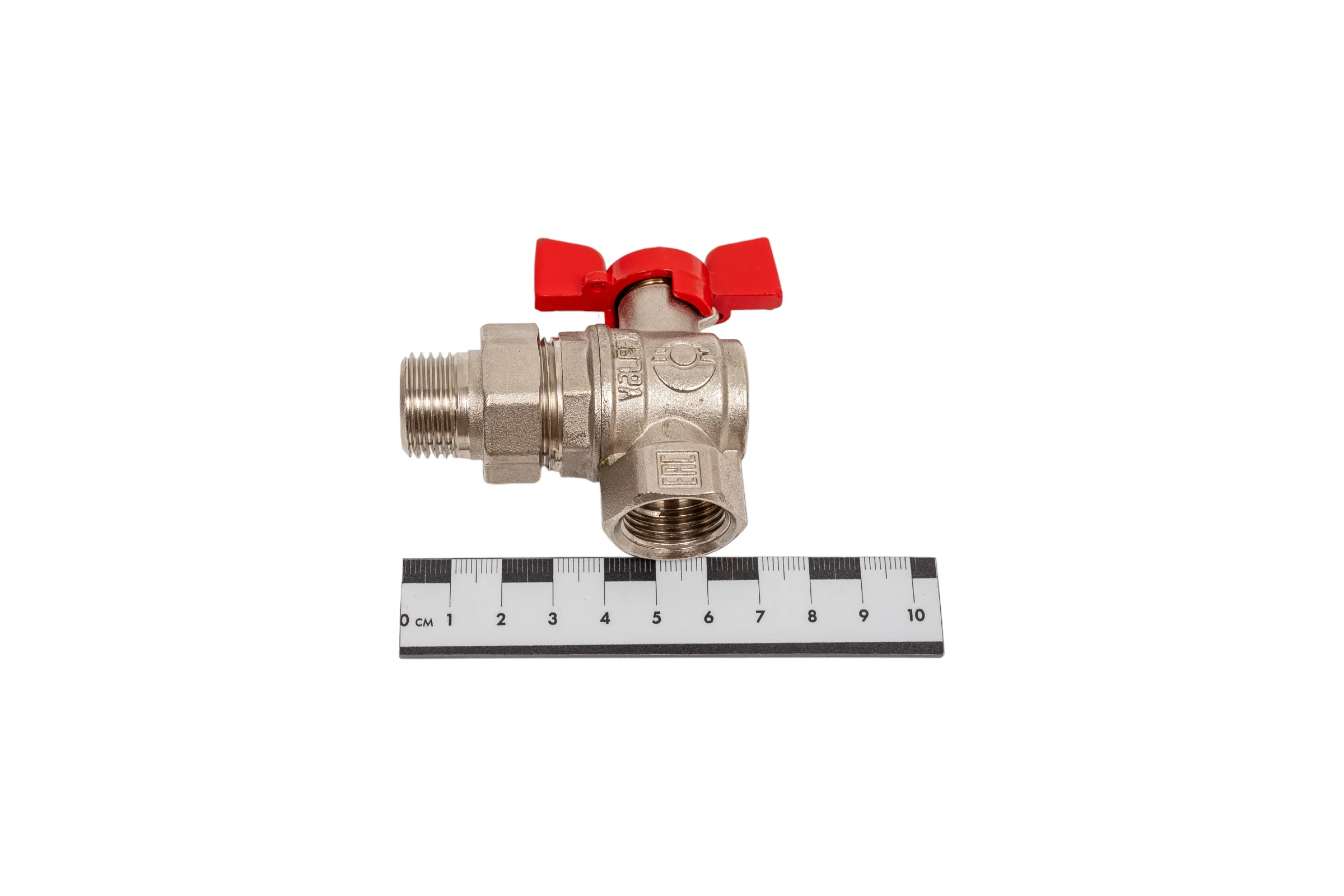 Шаровой кран VALFEX PREMIUM для воды, угловой, с американкой, 1/2" ВР/НР, бабочка VF.269.NB1.012.PREMIUM