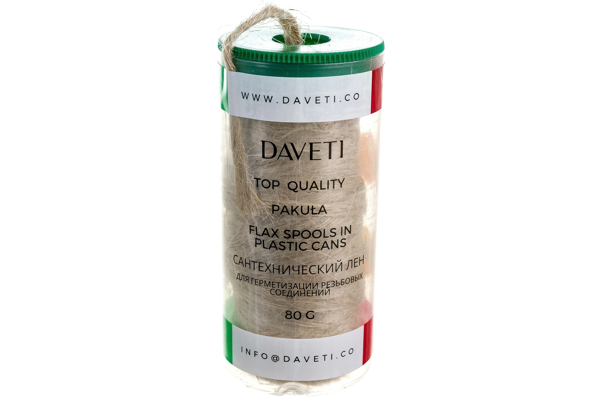 Сантехнический лён DAVETI в банке, 80 грамм, шпуля LEND80