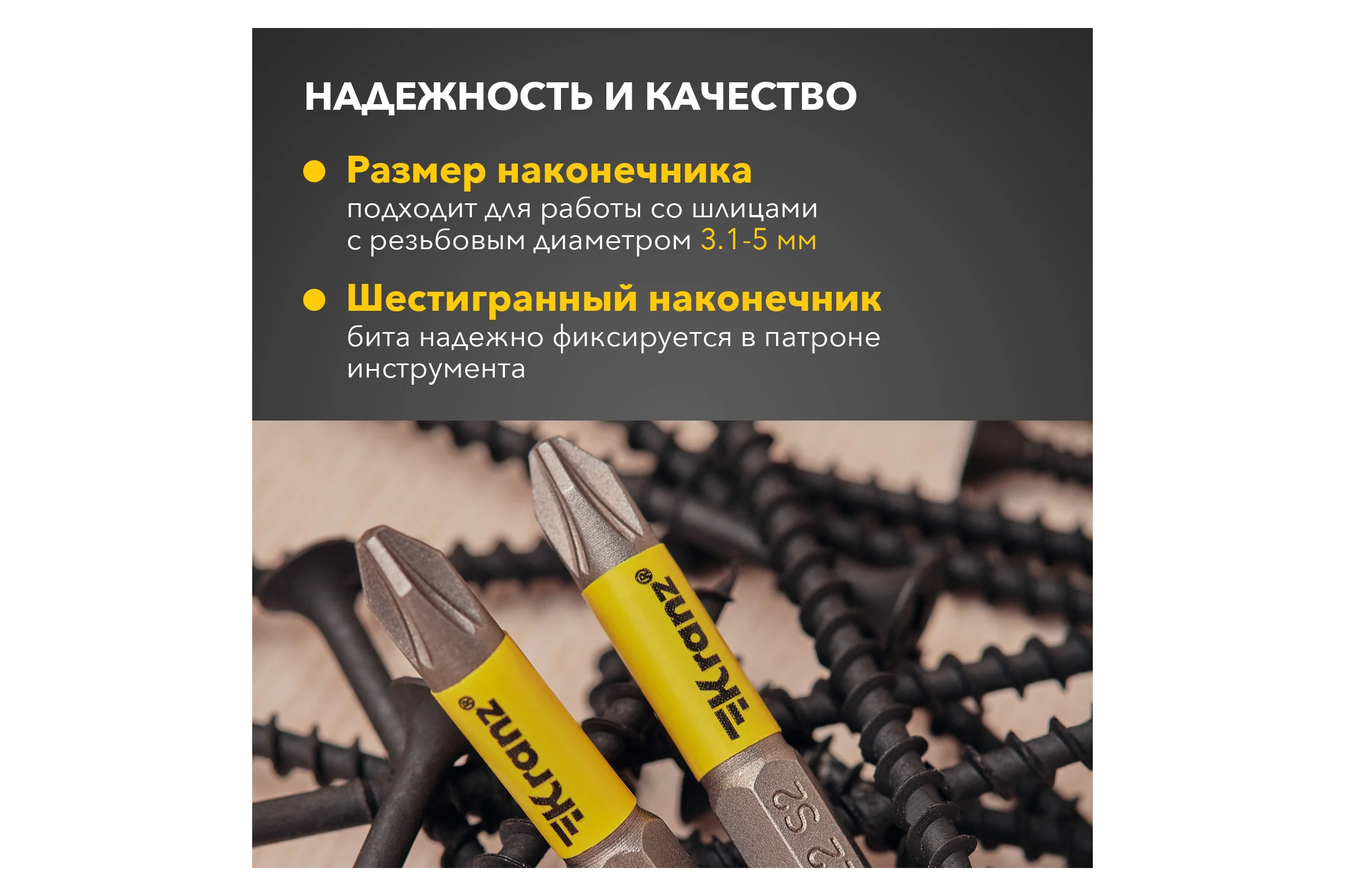 Бита (2 шт; PZ2x50 мм; сталь S2) KRANZ KR-92-0419-1