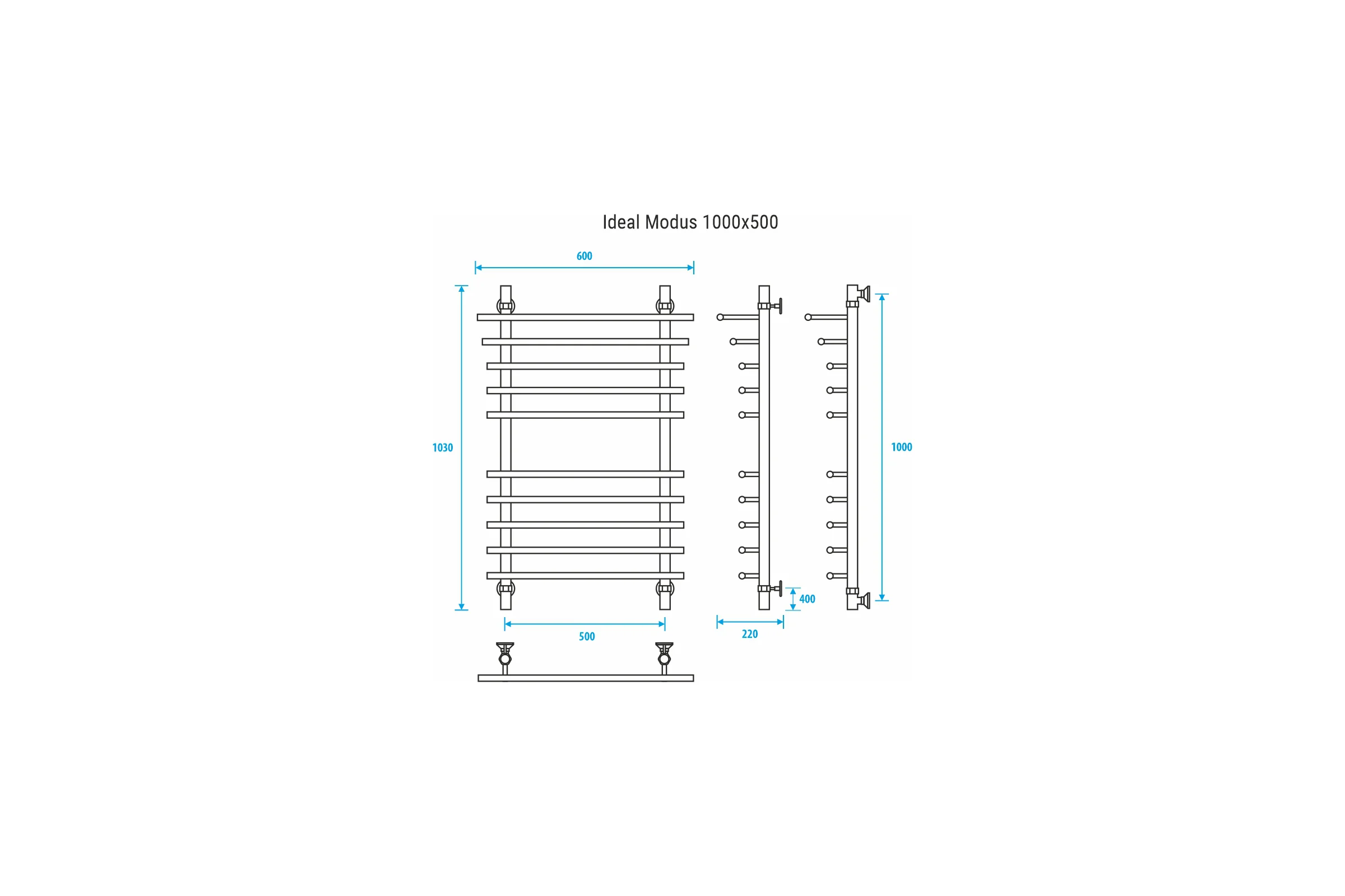 Полотенцесушитель ENERGY Ideal Modus 1000x500 УТ-УТ-00968