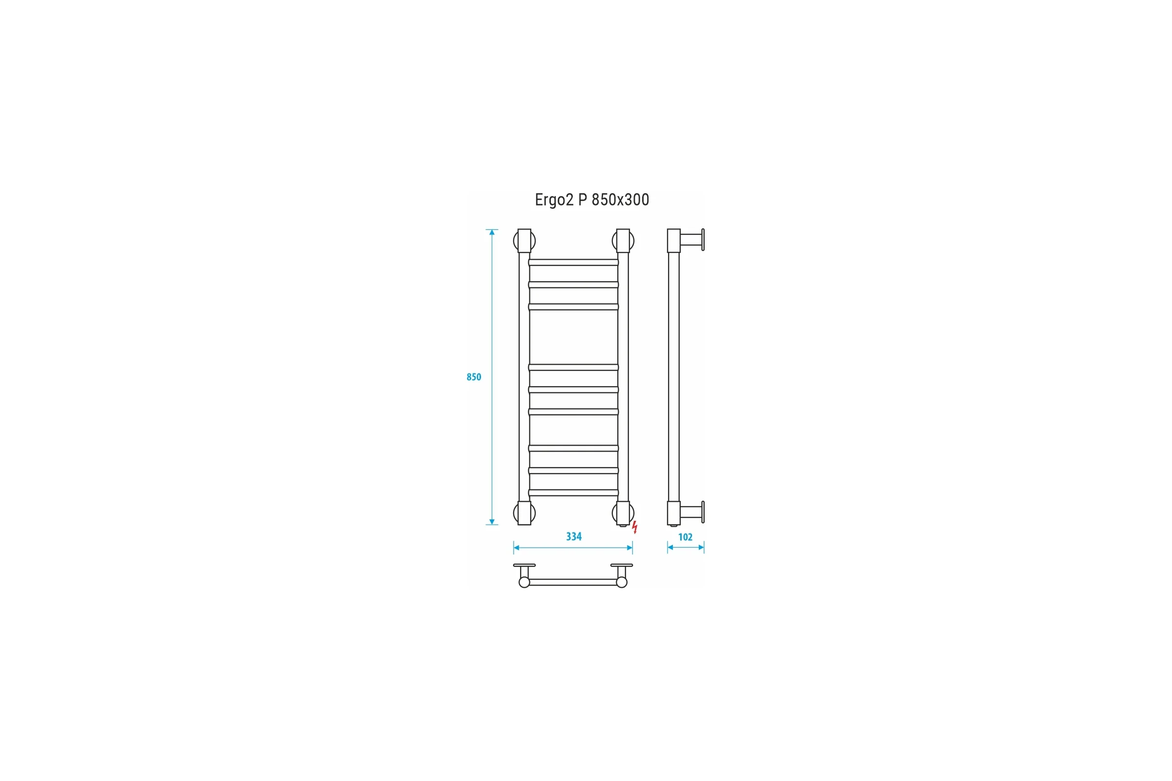 Полотенцесушитель ENERGY Ergo2 P 850x300 прямой УТ-УТ-00998
