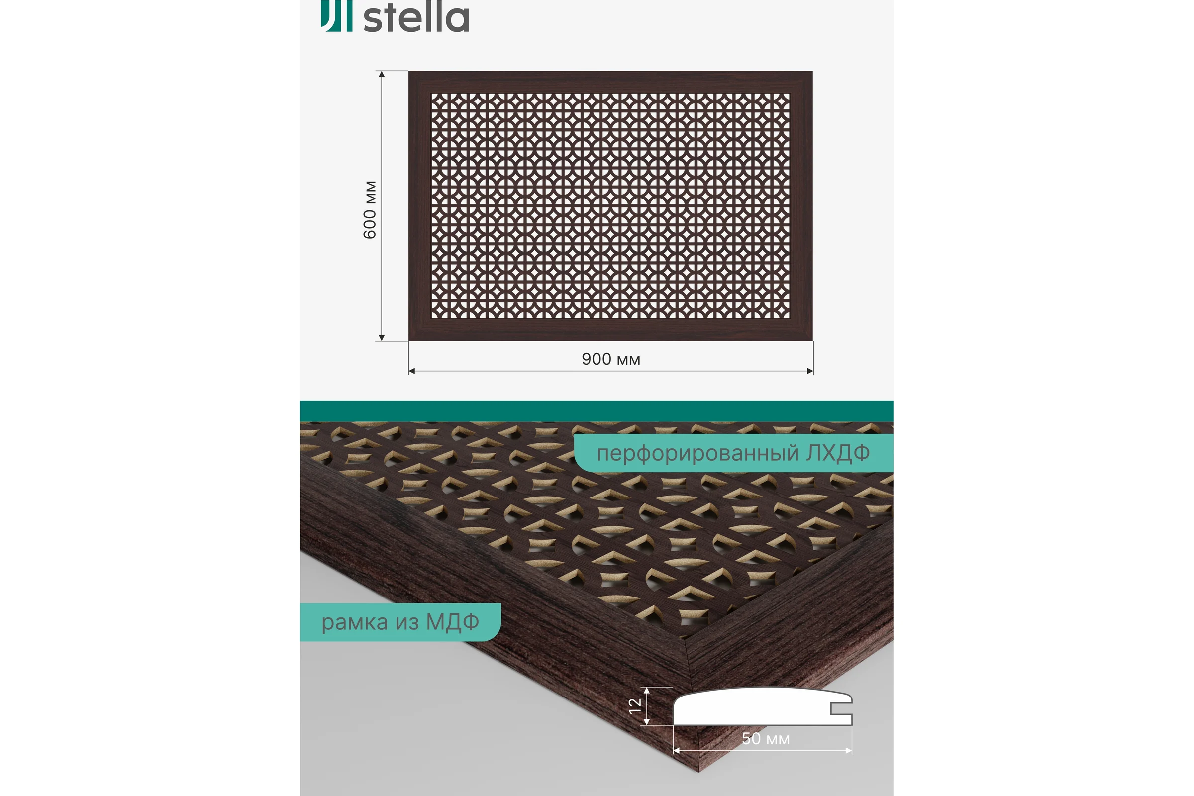 Экран на батарею отопления STELLA МДФ 90x60 см., Сусанна венге ЦБ-00002273