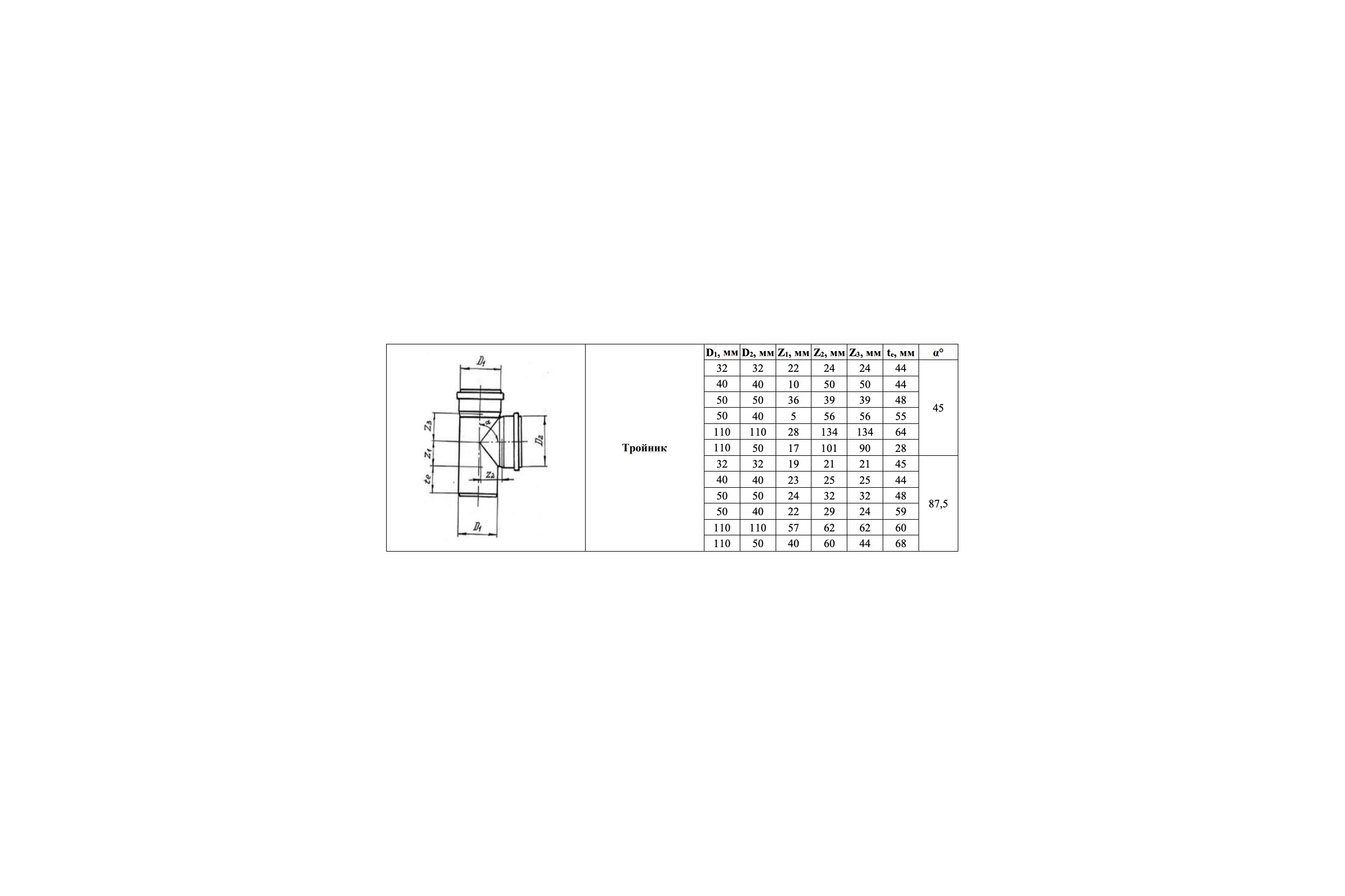 Тройник VALFEX 87.5 градусов, 110-110, внутренняя канализация 24110110