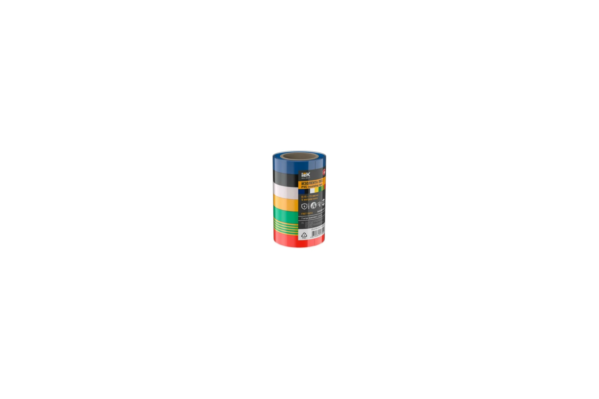 Изолента IEK 0,15x15 мм, 5 м, 7 шт./компл. EX-IZ10-C15-15-05-SET