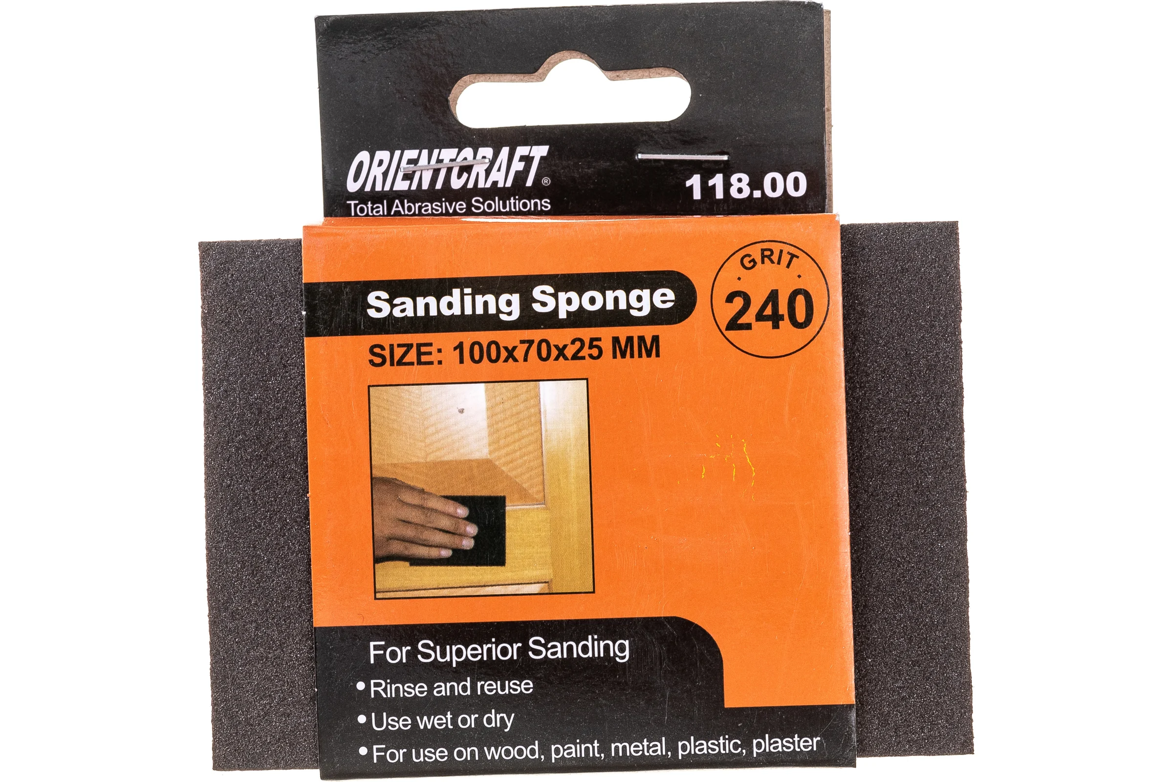Губка шлифовальная 100x70x25 мм, P240, 1 шт Orientcraft SS1007025240