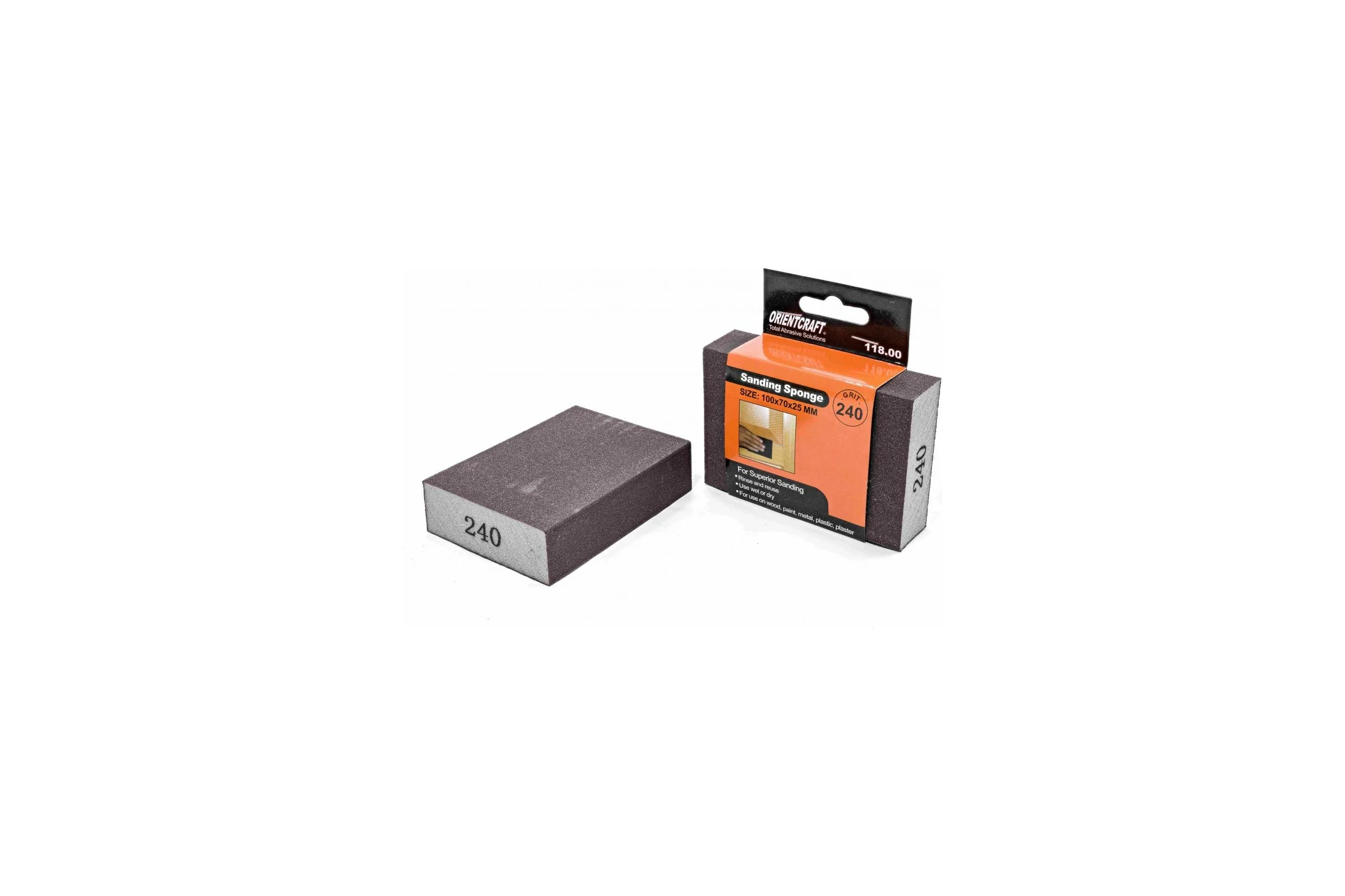 Губка шлифовальная 100x70x25 мм, P240, 1 шт Orientcraft SS1007025240