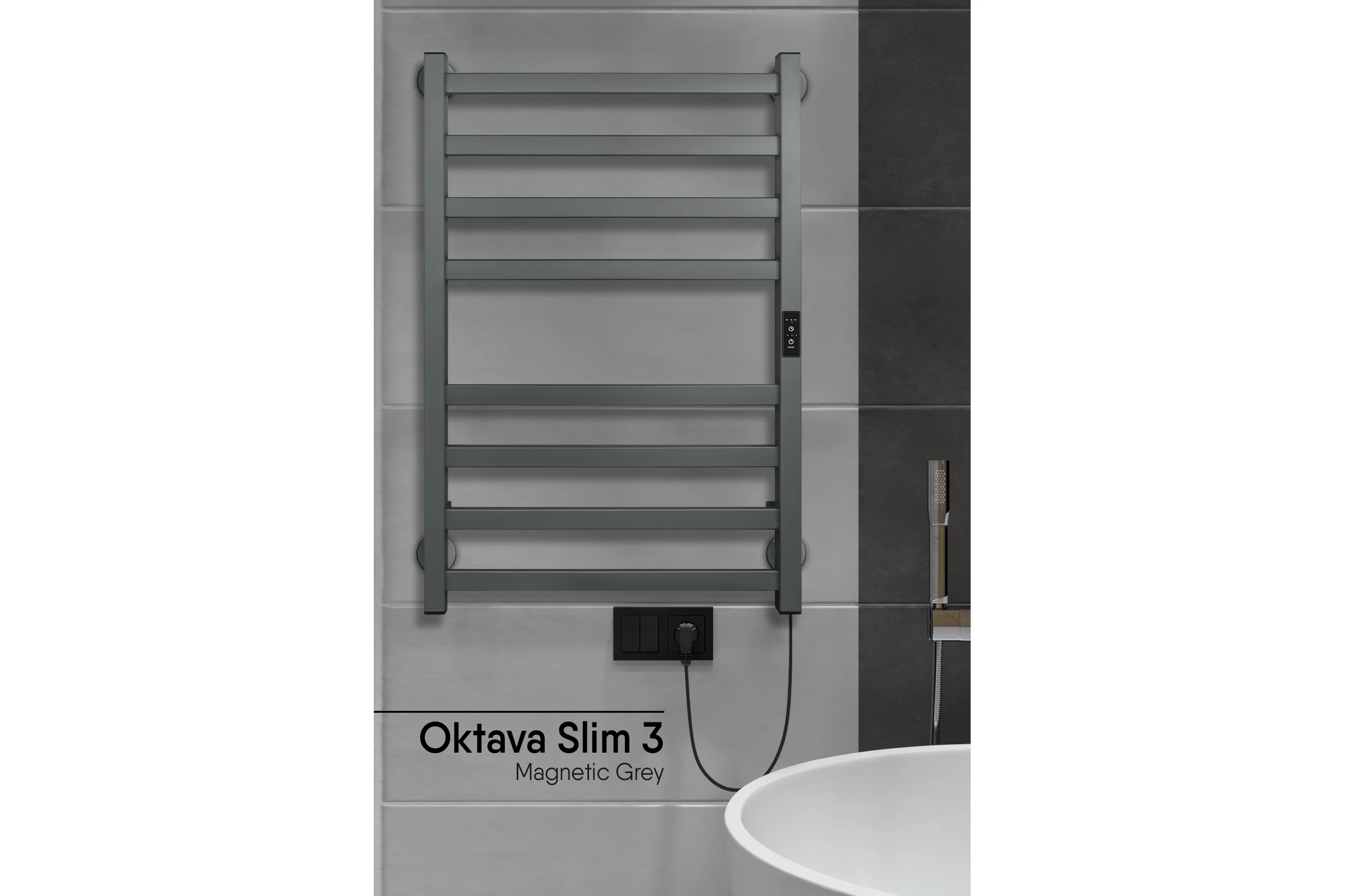 Полотенцесушитель INDIGO Oktava Slim 3 electro 80/50 таймер, скрытый монтаж, универсальное подключение R/L LСLOKS3E80-50MGRt
