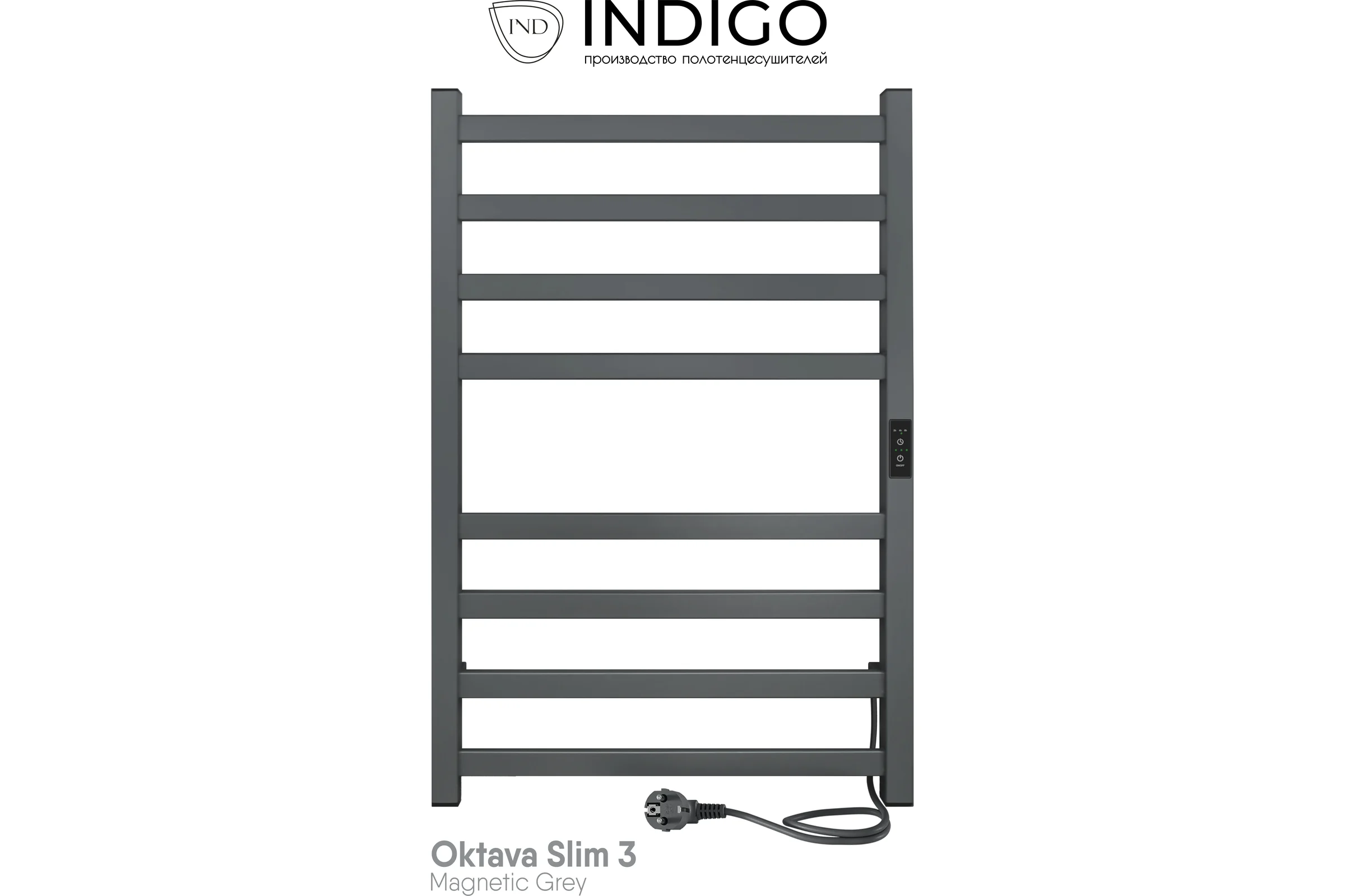 Полотенцесушитель INDIGO Oktava Slim 3 electro 80/50 таймер, скрытый монтаж, универсальное подключение R/L LСLOKS3E80-50MGRt