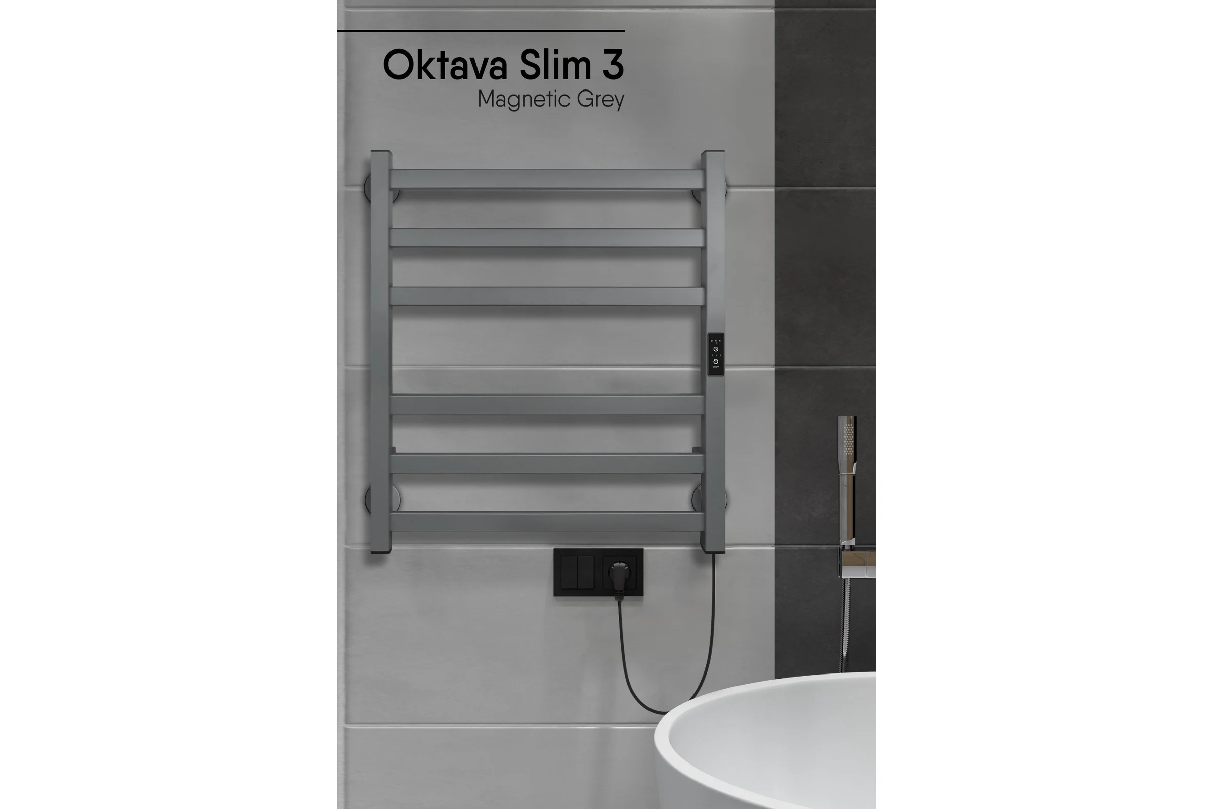 Полотенцесушитель INDIGO Oktava Slim 3 electro 60/50 таймер, скрытый монтаж, универсальное подключение R/L LСLOKS3E60-50MGRt