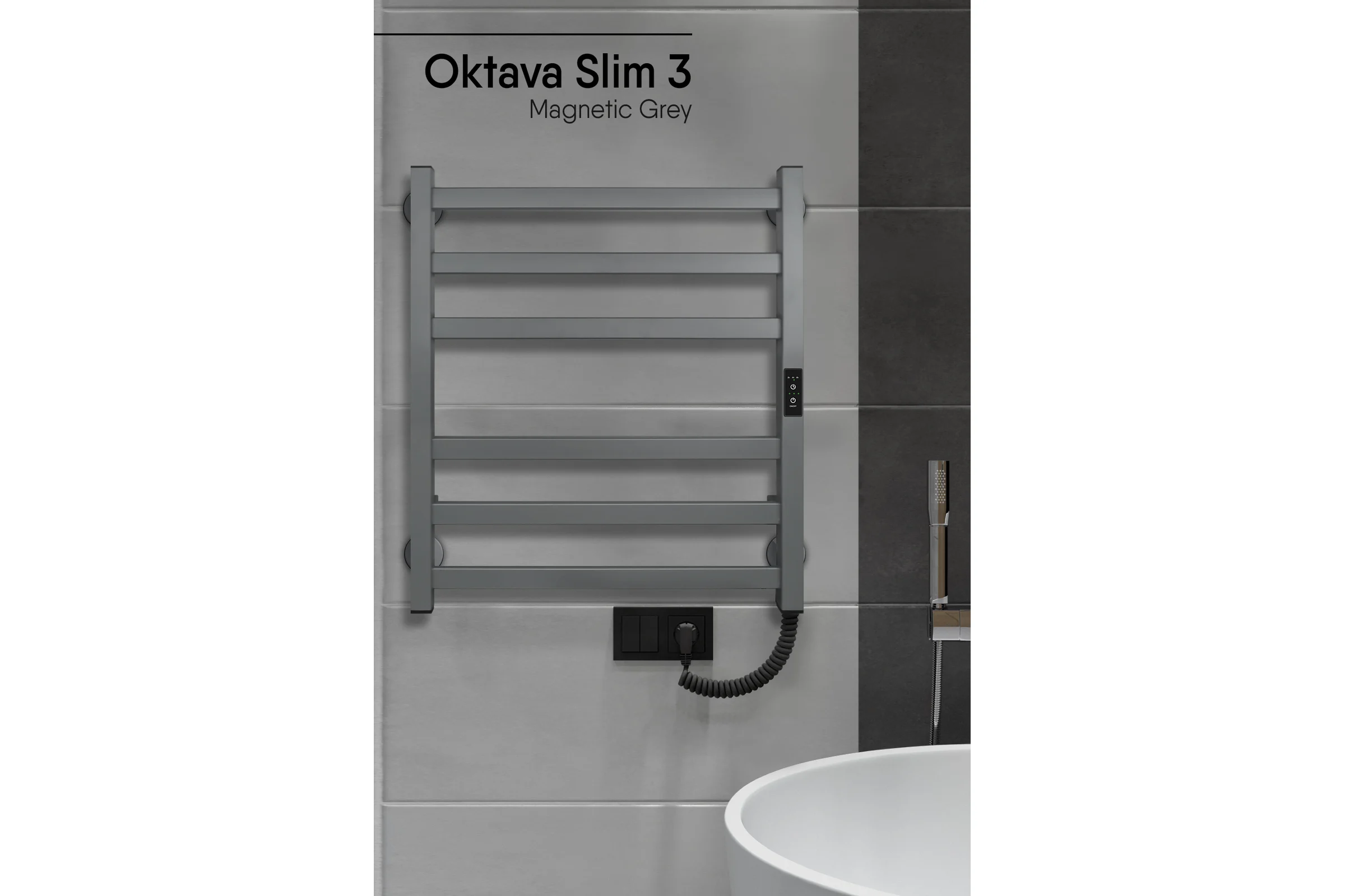 Полотенцесушитель INDIGO Oktava Slim 3 electro 60/50 таймер, скрытый монтаж, универсальное подключение R/L LСLOKS3E60-50MGRt