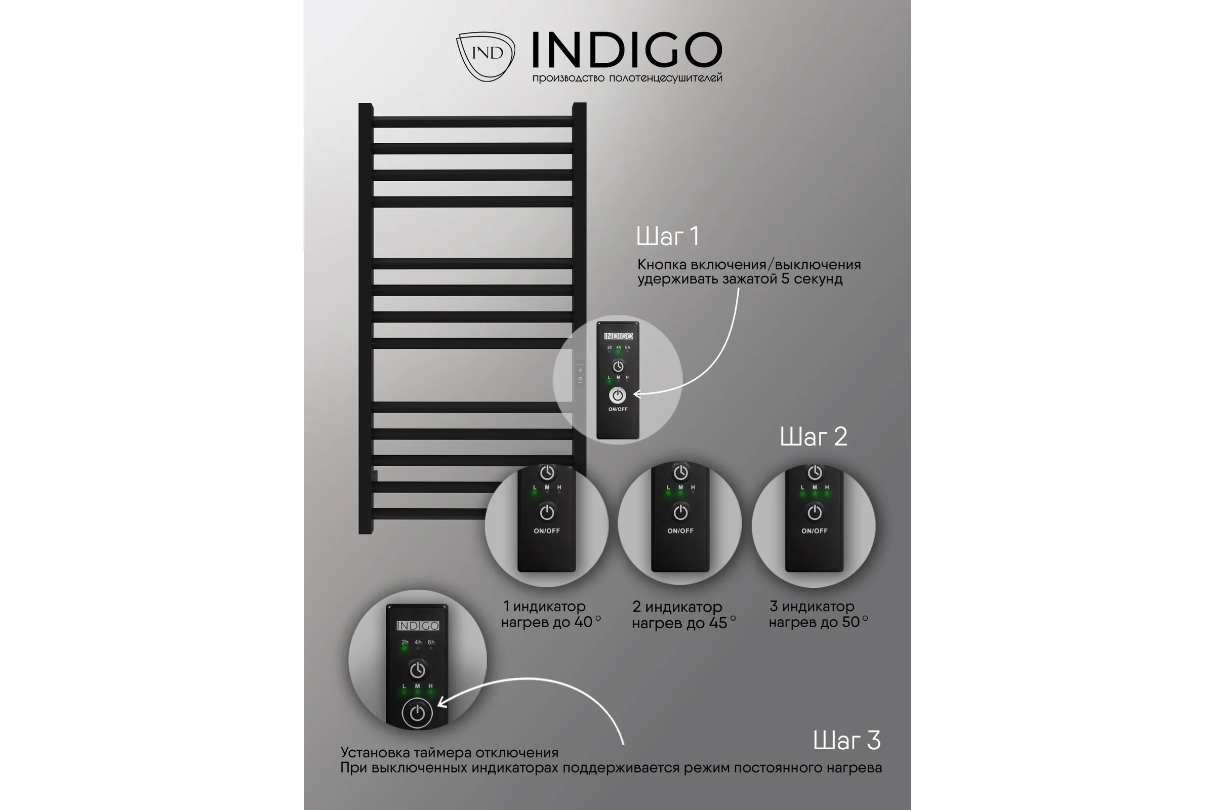 Полотенцесушитель INDIGO Attic Romb electro 100/50 таймер, скрытый монтаж, универсальное подключение R/L LСLATCRE100-50BRRt