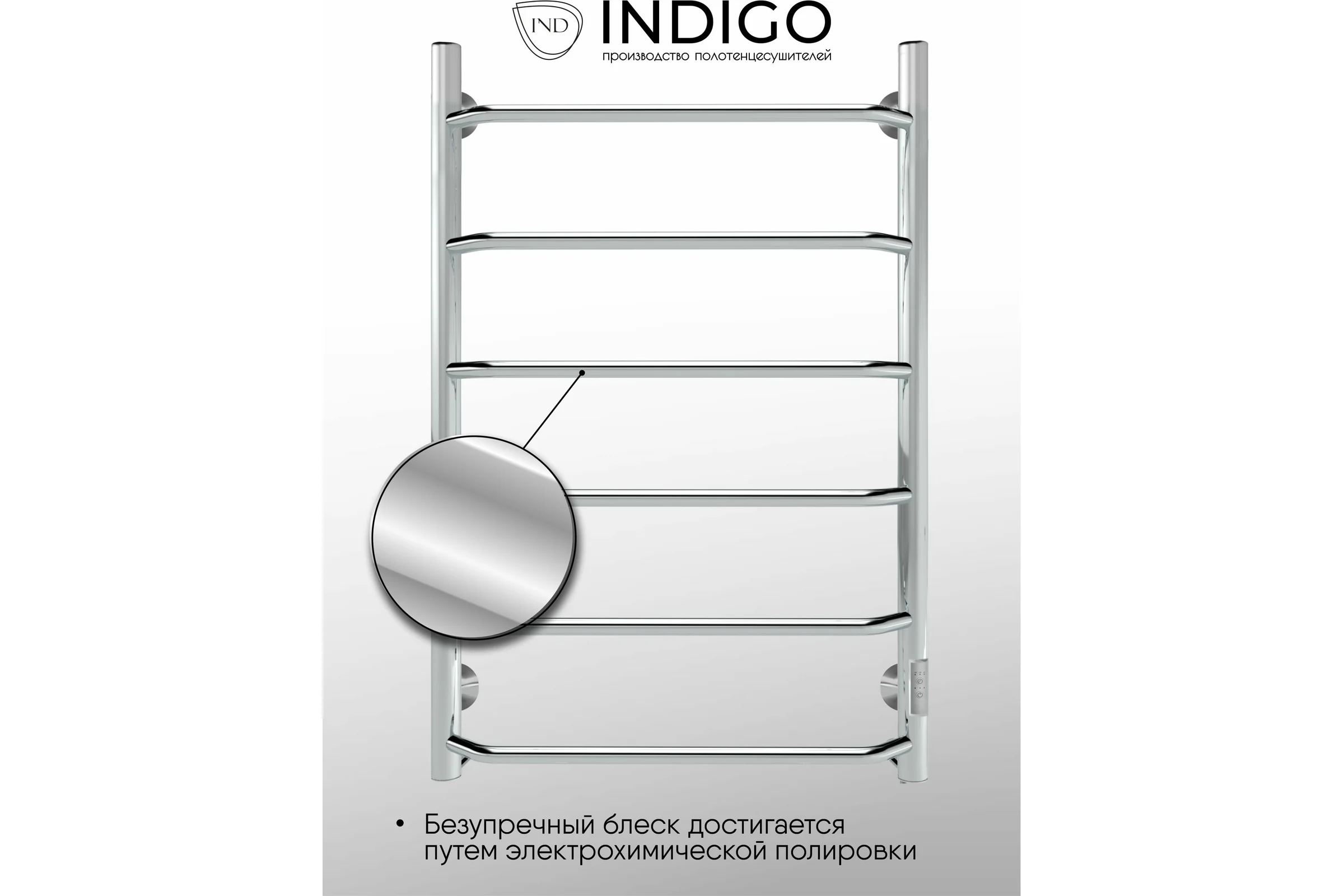 Полотенцесушитель INDIGO Roof Lux без полки (electro) 80/50 таймер, скрытый монтаж, универсальное подключение R/L LCRLE80-50BRRt LCRLE80-50Rt