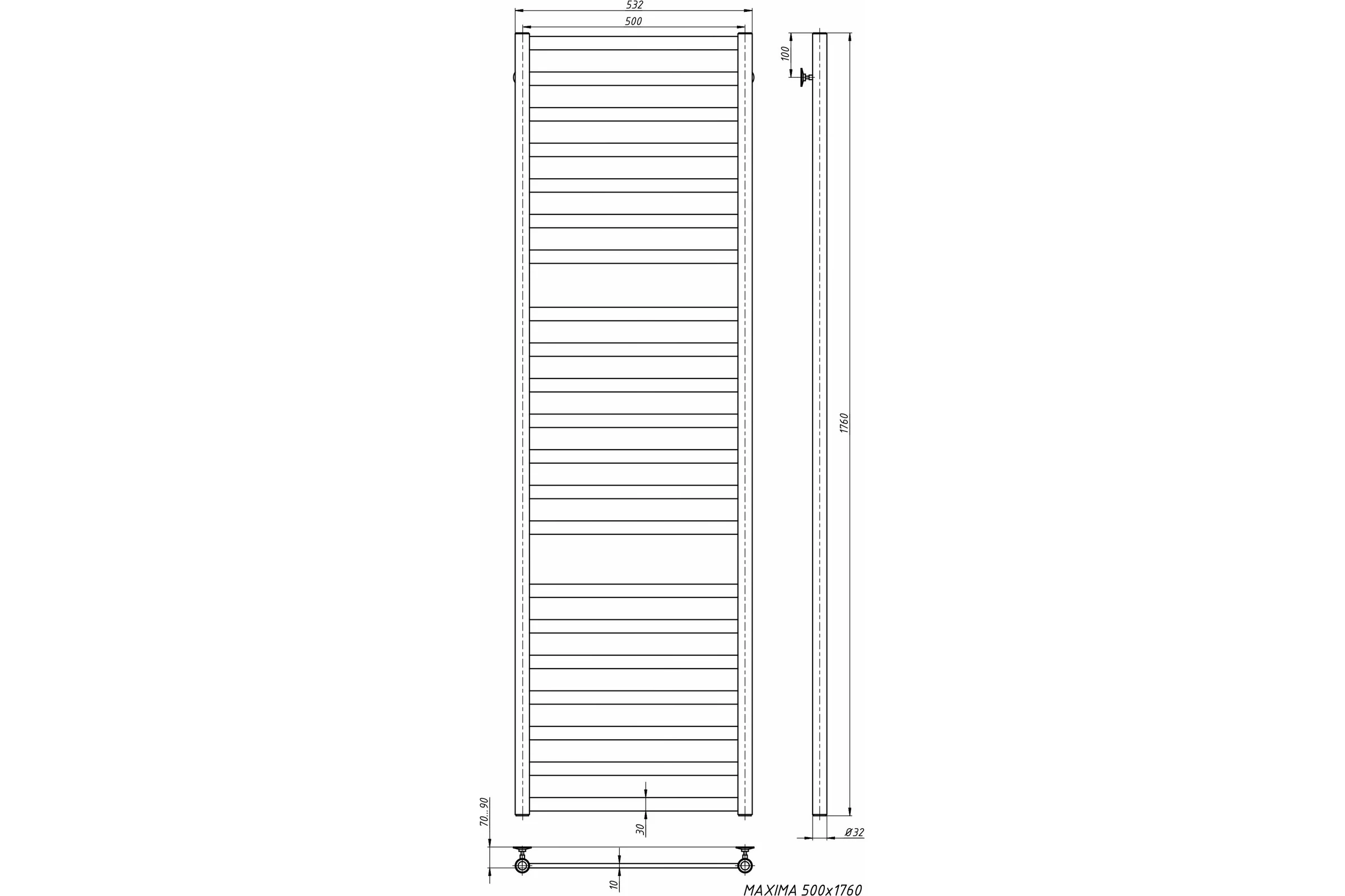 Водяной полотенцесушитель STINOX Maxima Luxe MAX180L