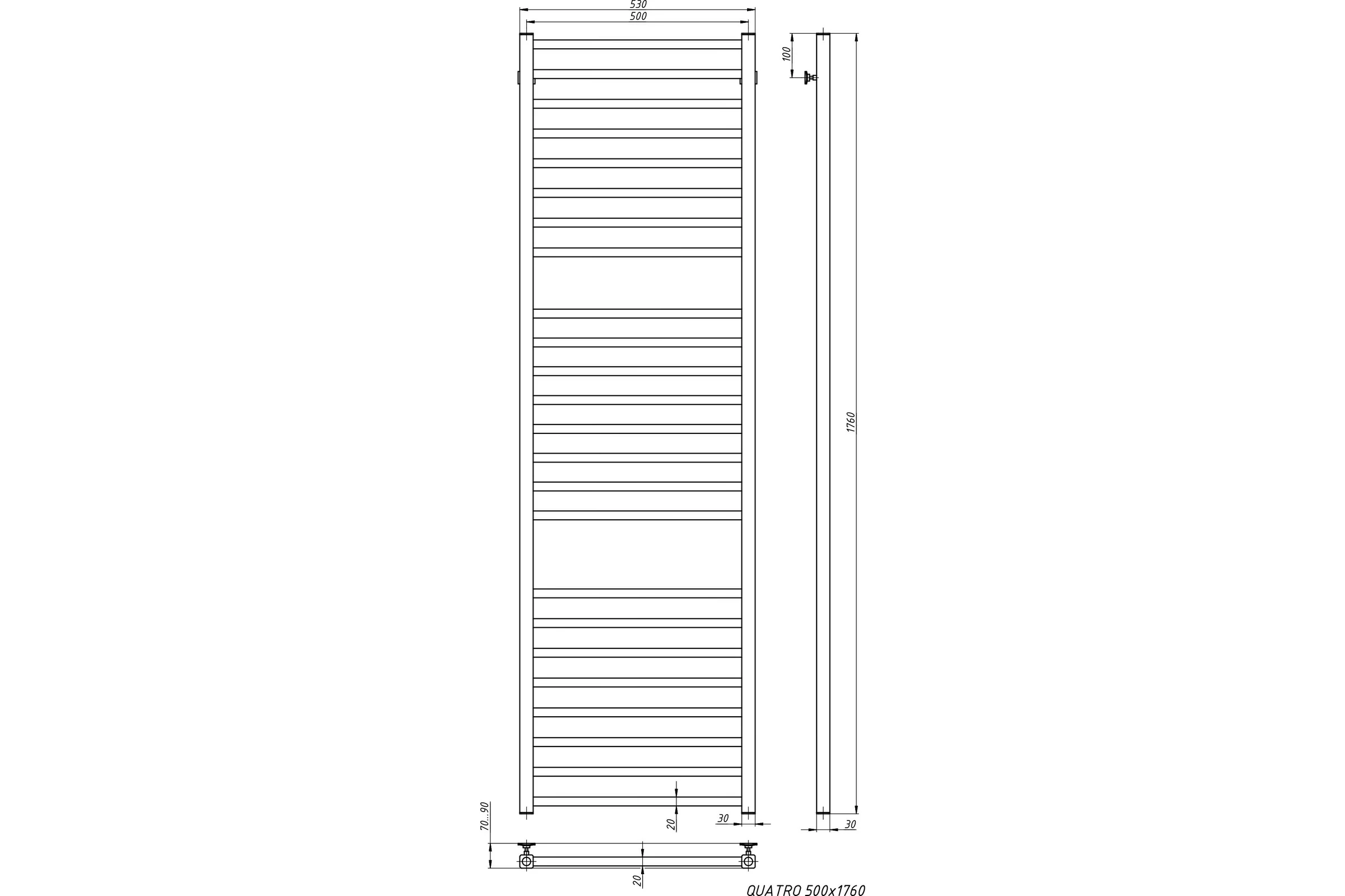 Водяной полотенцесушитель STINOX Quatro Luxe QU180L